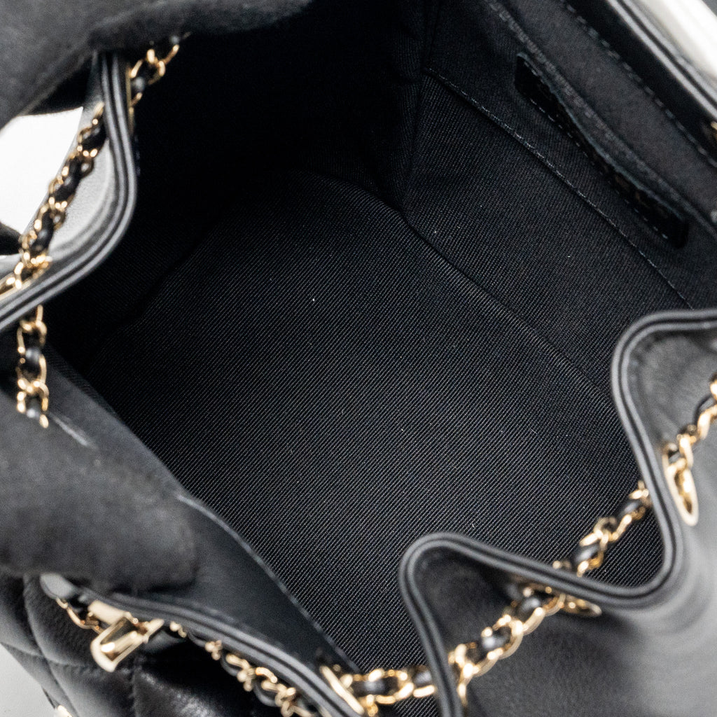 CHANEL 24P MINI DUMA BACKPACK CALFSKIN BLACK LGHW (MICROCHIP)
