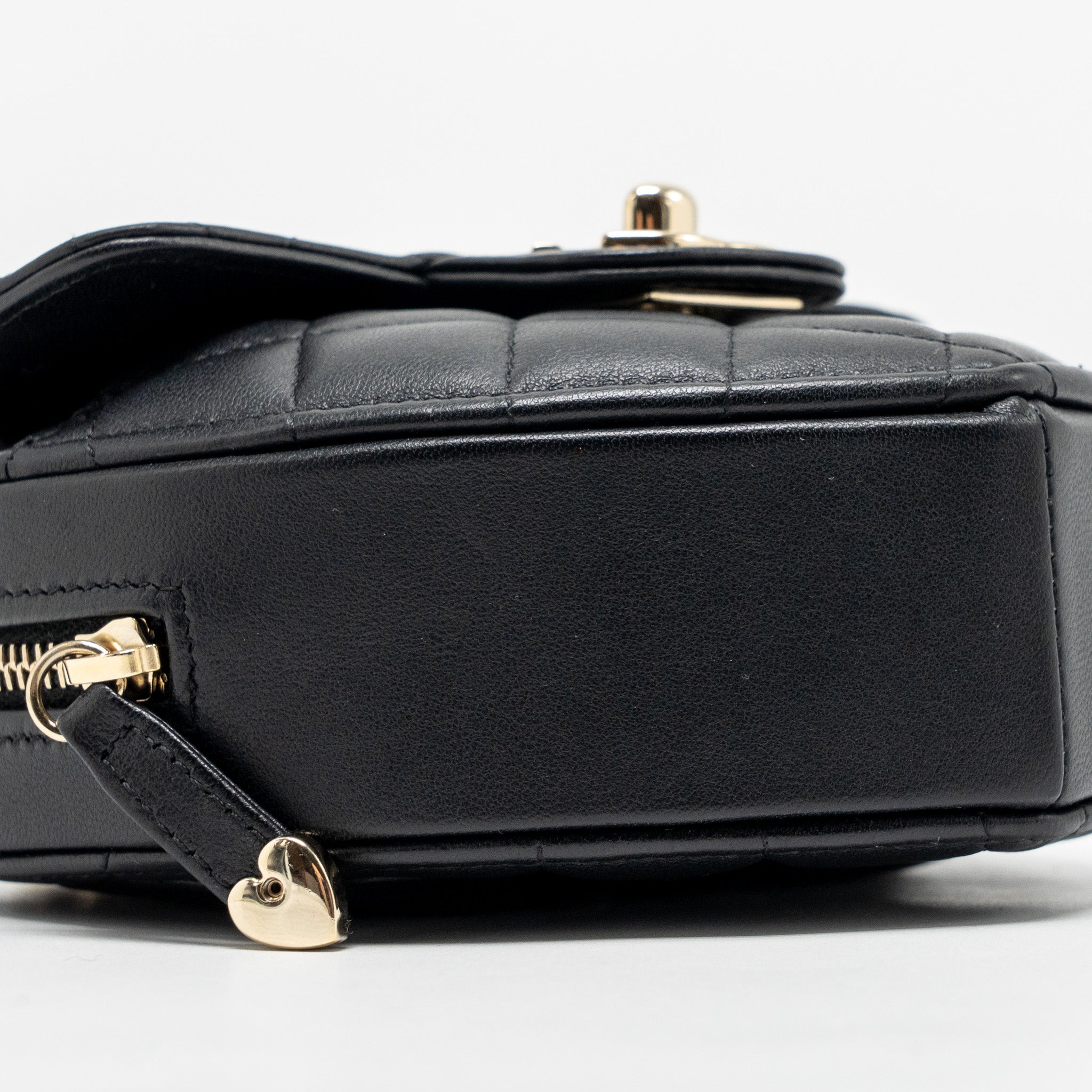 CHANEL SMALL HEART BAG LAMBSKIN BLACK LGHW