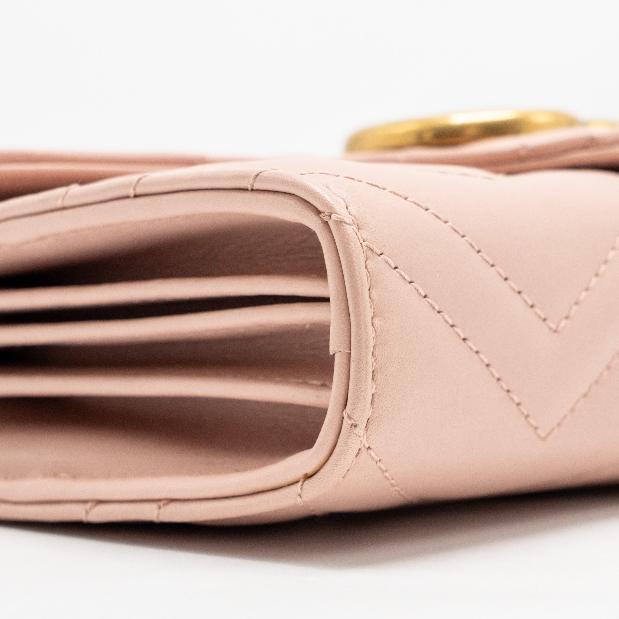 GUCCI GG MARMONT WALLET ON CHAIN CALFSKIN PINK GHW