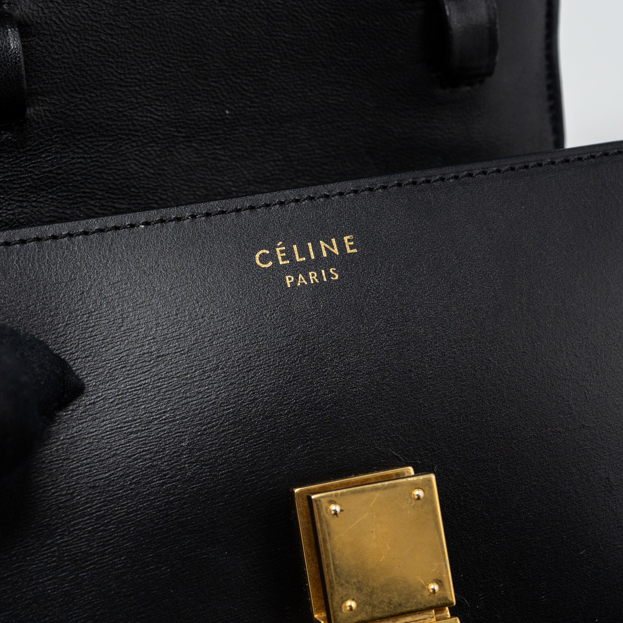 CELINE MINI CLASSIC BOX BAG CALFSKIN BLACK GHW