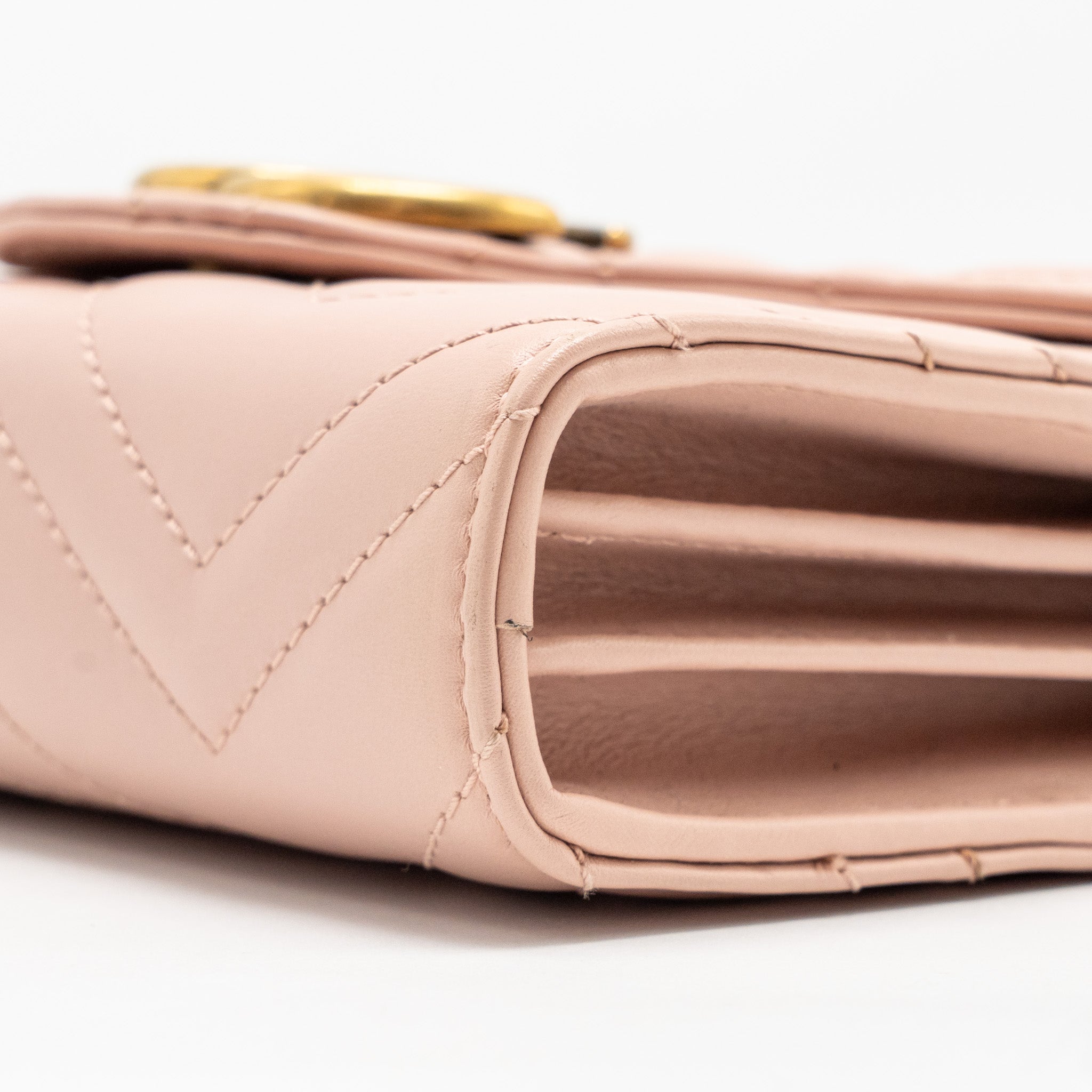GUCCI GG MARMONT WALLET ON CHAIN CALFSKIN PINK GHW