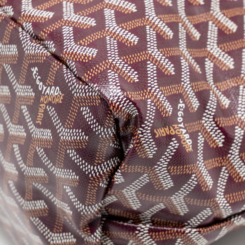 GOYARD BOHEME HOBO PM BAG GOYARDINE CANVAS/CALFSKIN BURGUNDY SHW