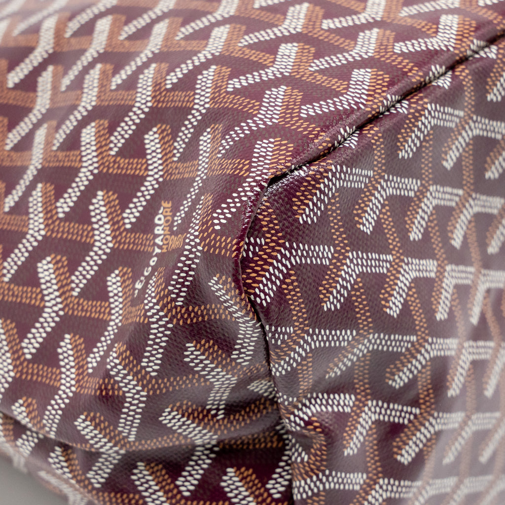 GOYARD BOHEME HOBO PM BAG GOYARDINE CANVAS/CALFSKIN BURGUNDY SHW