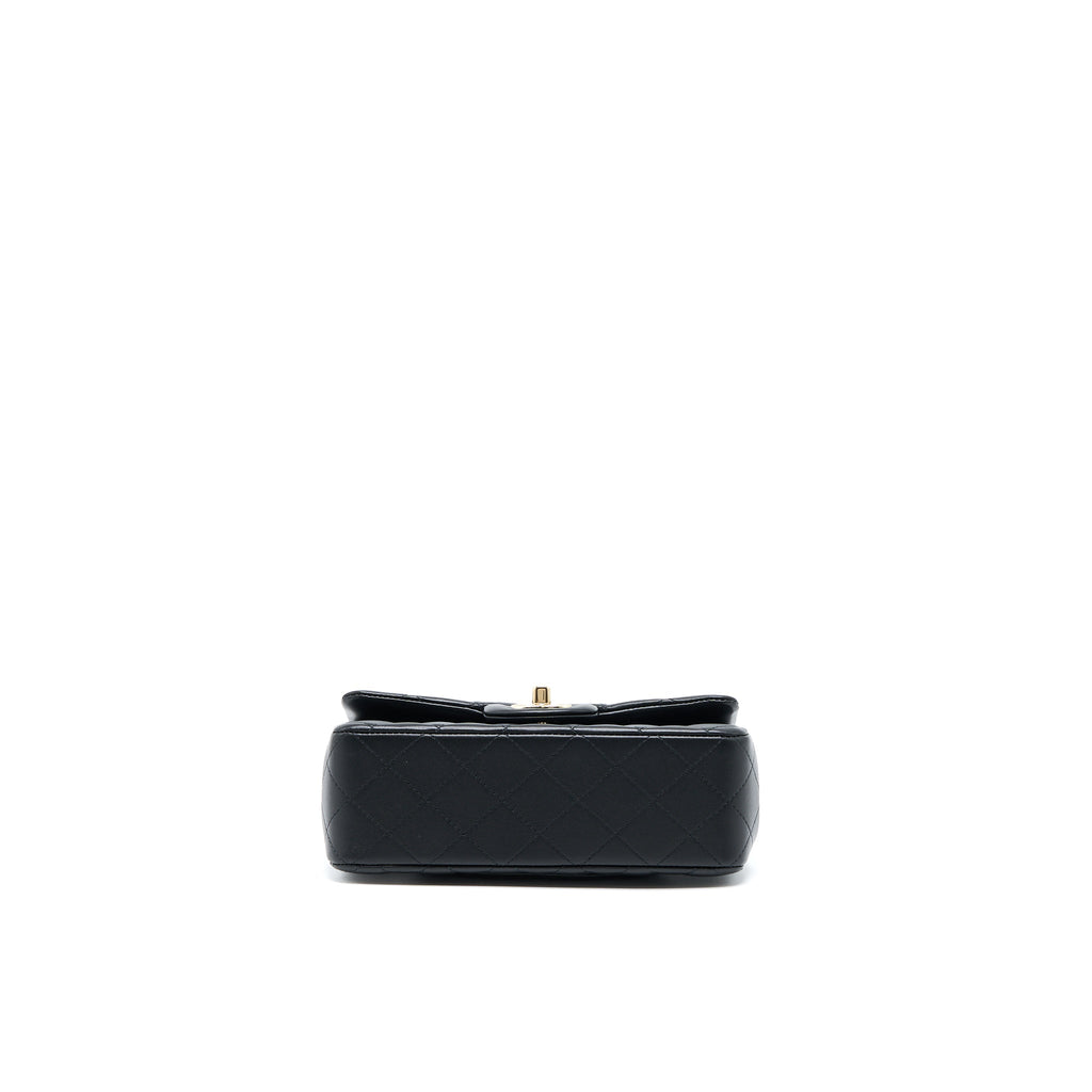 CHANEL TOP HANDLE MINI RECTANGULAR FLAP BAG LAMBSKIN BLACK LGHW (MICROCHIP)