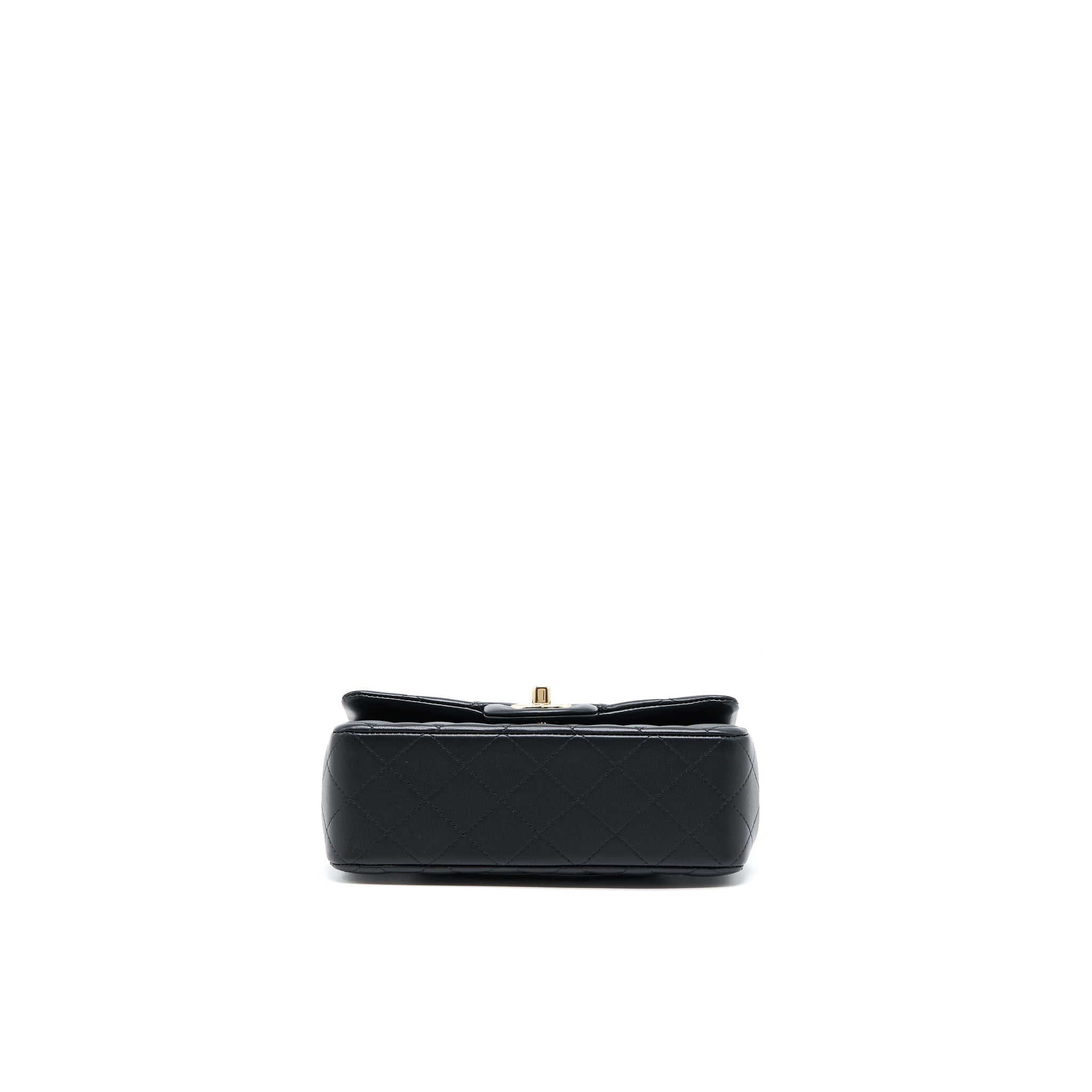 CHANEL TOP HANDLE MINI RECTANGULAR FLAP BAG LAMBSKIN BLACK LGHW (MICROCHIP)