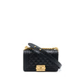 CHANEL SMALL BOY BAG CAVIAR BLACK WITH BRUSHED GHW(MICROCHIP)