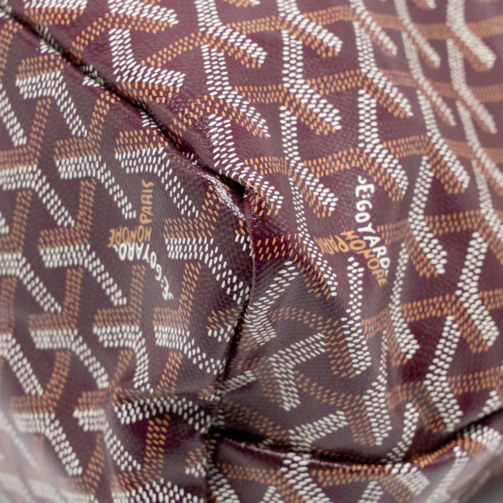 GOYARD BOHEME HOBO PM BAG GOYARDINE CANVAS/CALFSKIN BURGUNDY SHW