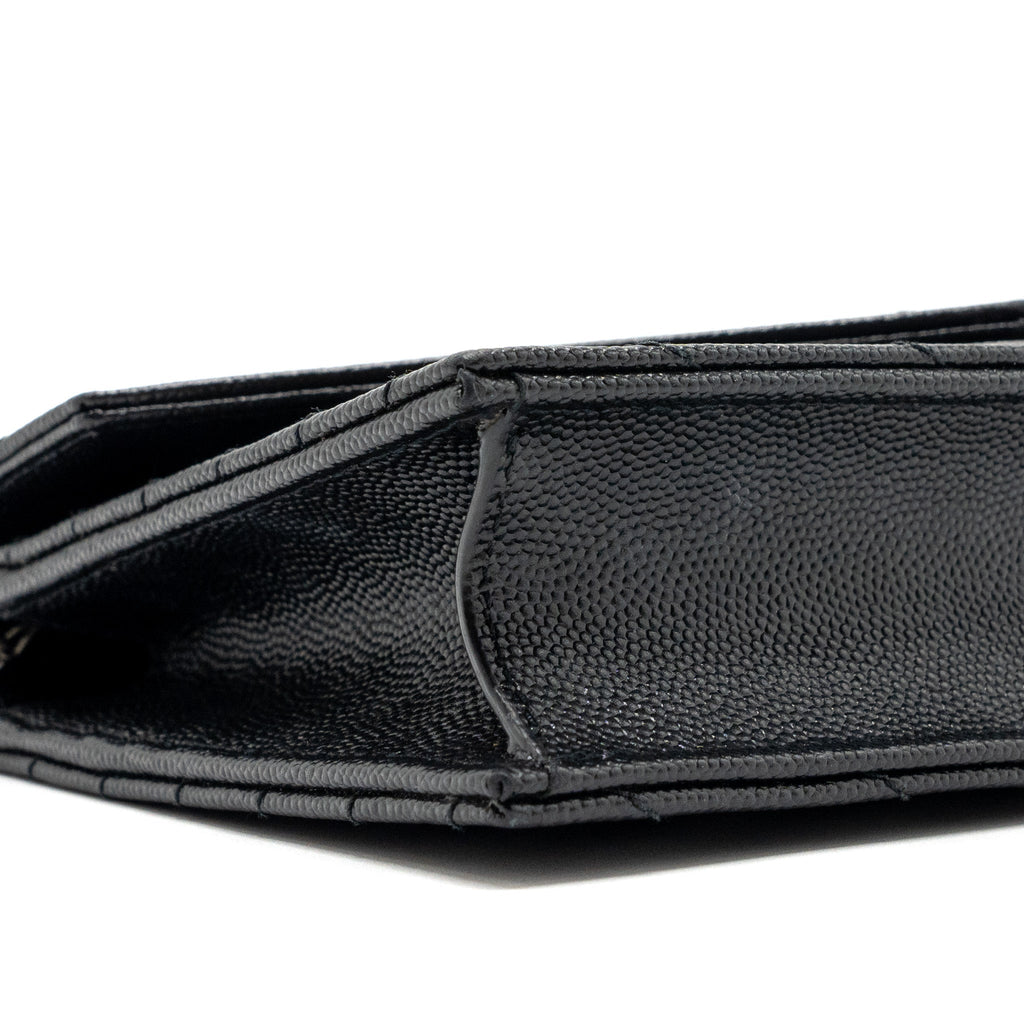 SAINT LAURENT/YSL ENVELOPE CHAIN WALLET CALFSKIN BLACK / BLACK HARDWARE