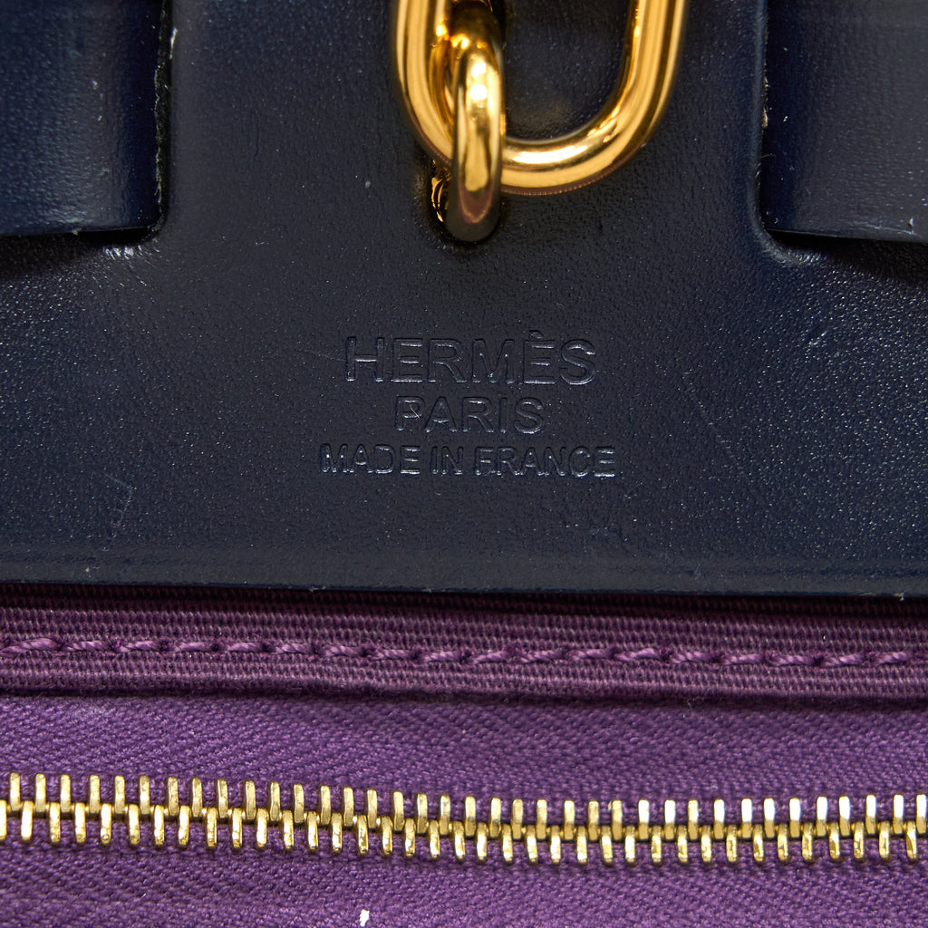 HERMES HERBAG 31 ZIP BAG CANVAS/VACHE HUNTER CASSIE/BLEU INDIGO GHW