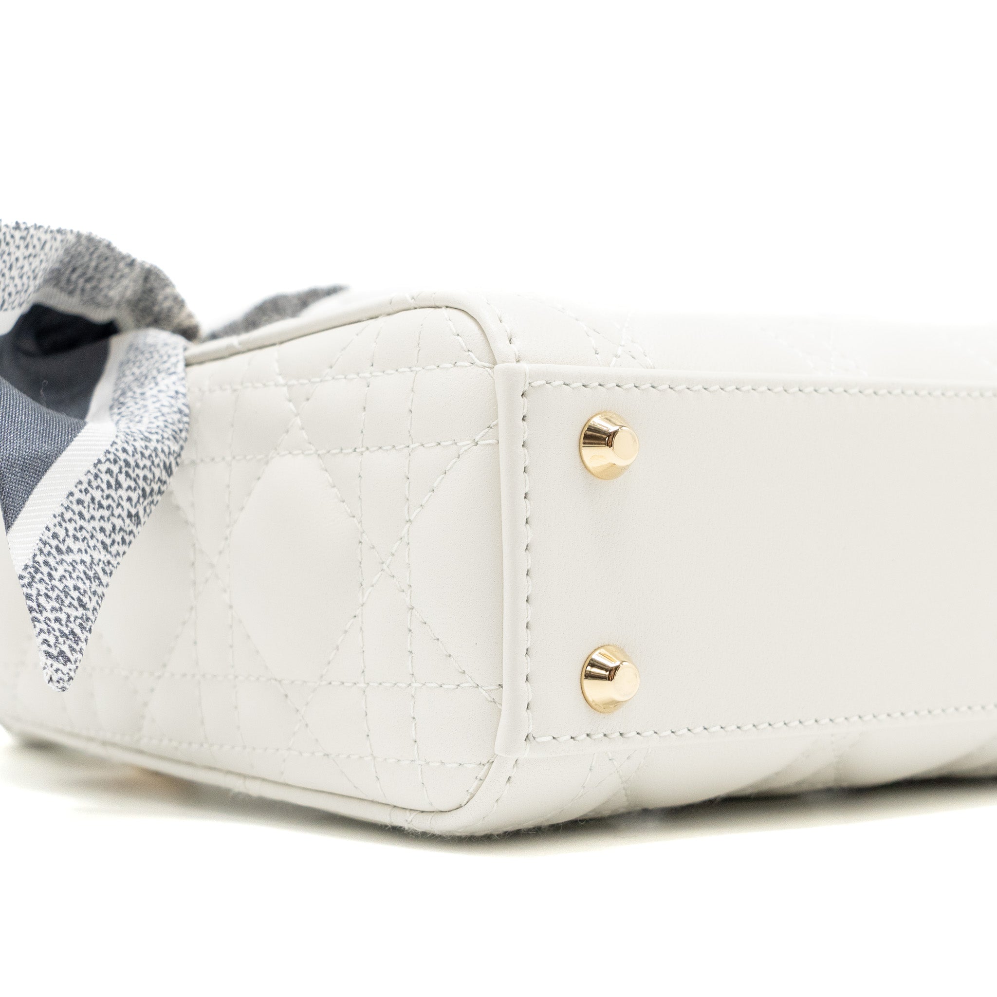 DIOR MINI LADY DIOR LAMBSKIN WHITE LGHW