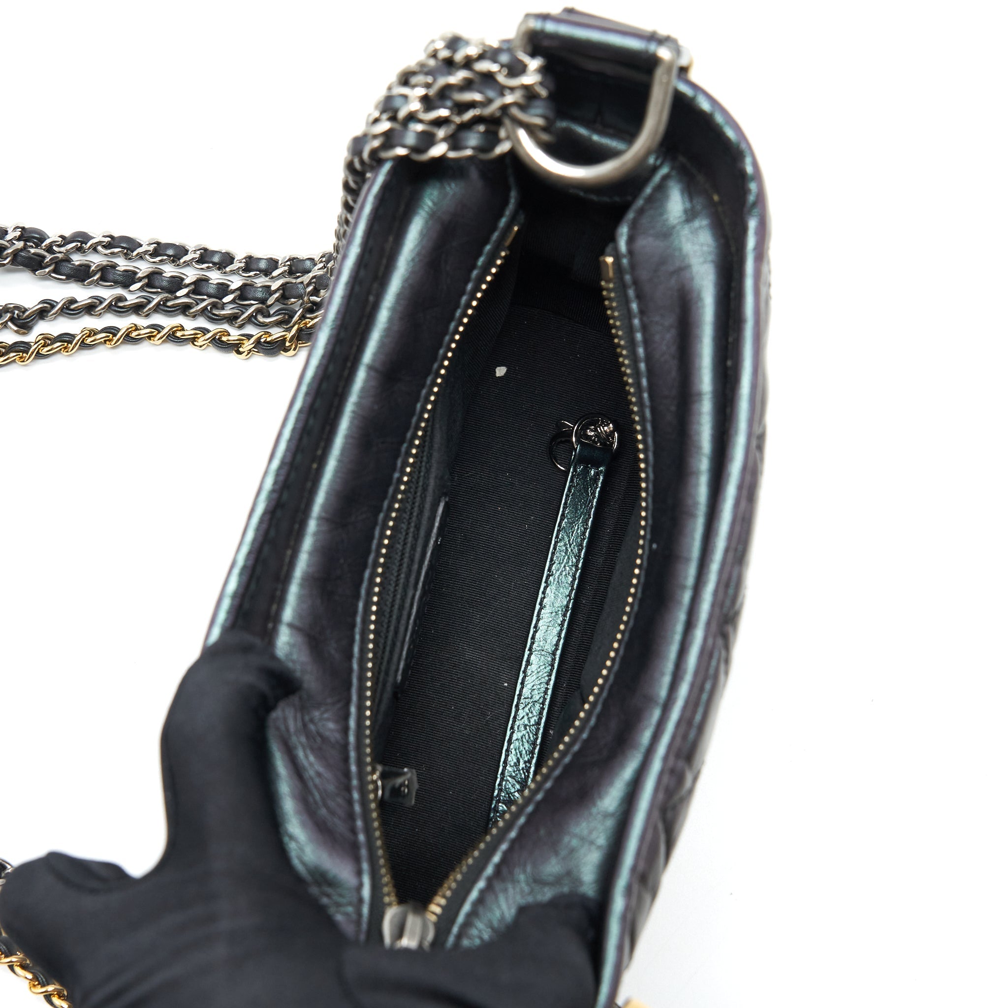 CHANEL SMALL GABRIELLE HOBO BAG LAMBSKIN IRIDESCENT PURPLE MULTICOLOUR HARDWARE