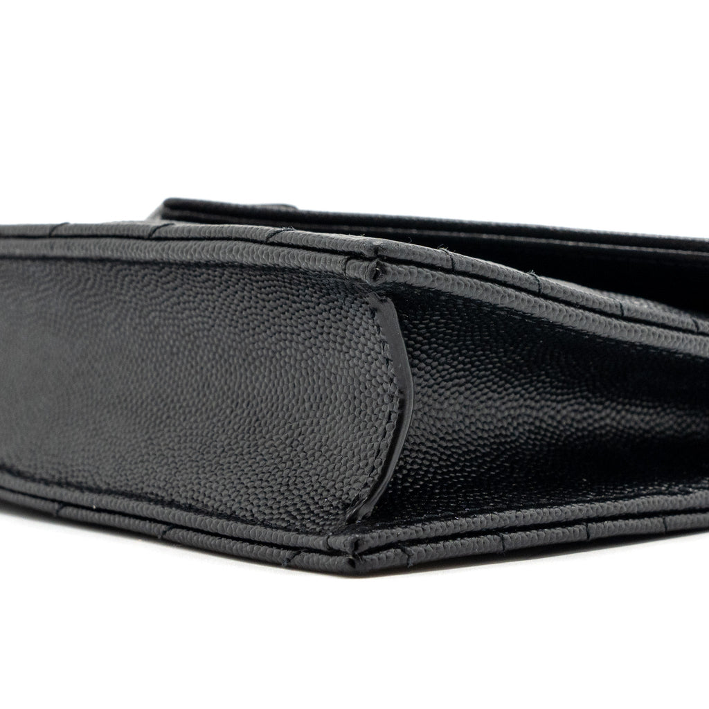 SAINT LAURENT/YSL ENVELOPE CHAIN WALLET CALFSKIN BLACK / BLACK HARDWARE