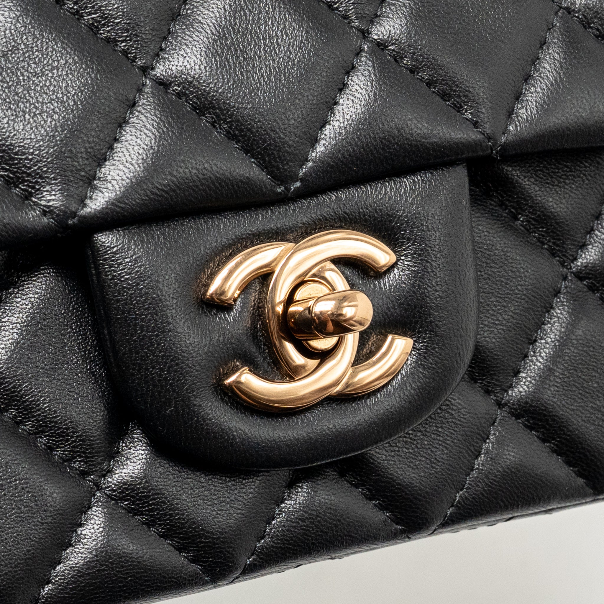 CHANEL MINI RECTANGULAR FLAP BAG LAMBSKIN BLACK RGHW (MICROCHIP)