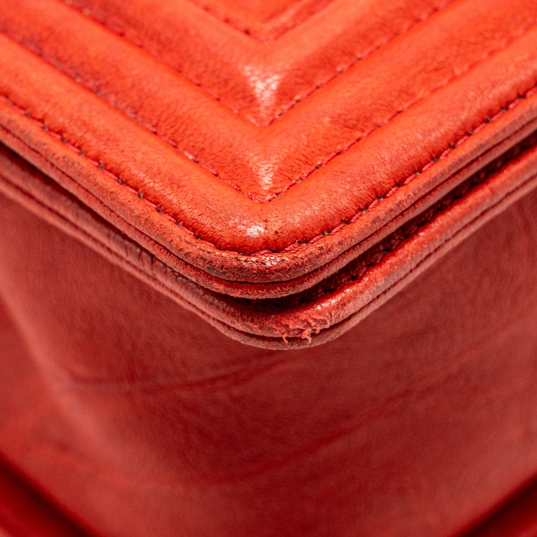 CHANEL MEDIUM BOY BAG LAMBSKIN RED RUTHENIUM SHW
