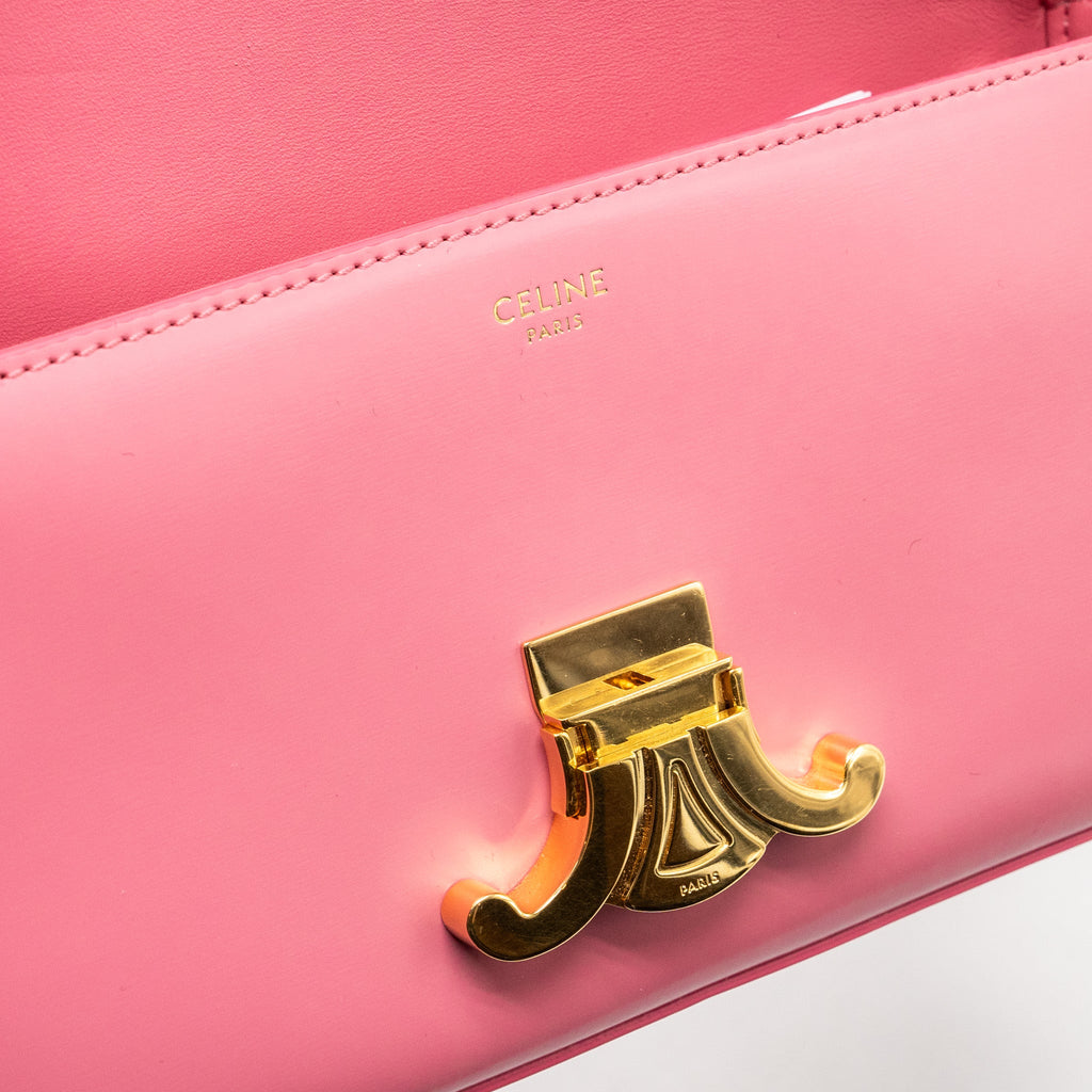 CELINE TRIOMPHE SHOULDER BAG SHINY CALFSKIN FLAMINGO GHW
