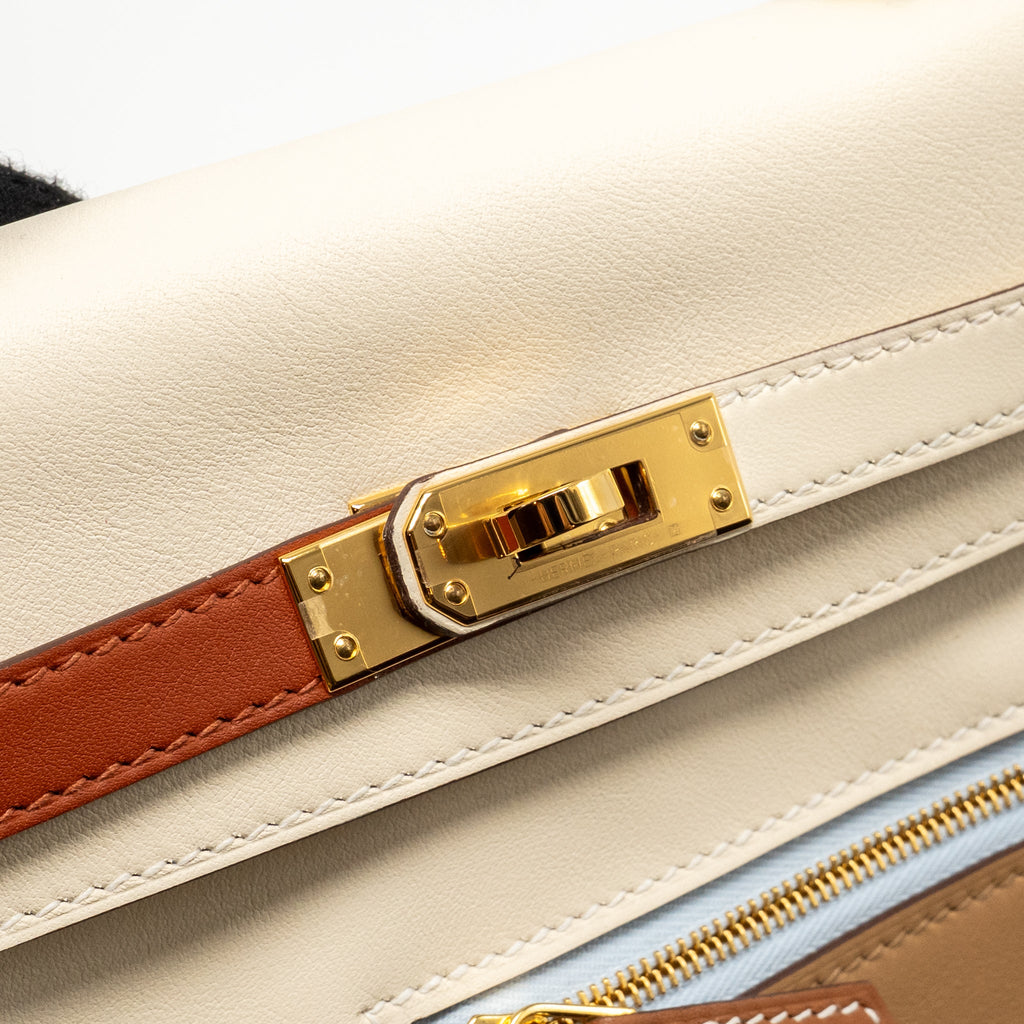 HERMES KELLY 25 COLORMATIC SWIFT NATA/CHAI/CUIVRE/LIME/MAUVE SYLVESTRE GHW