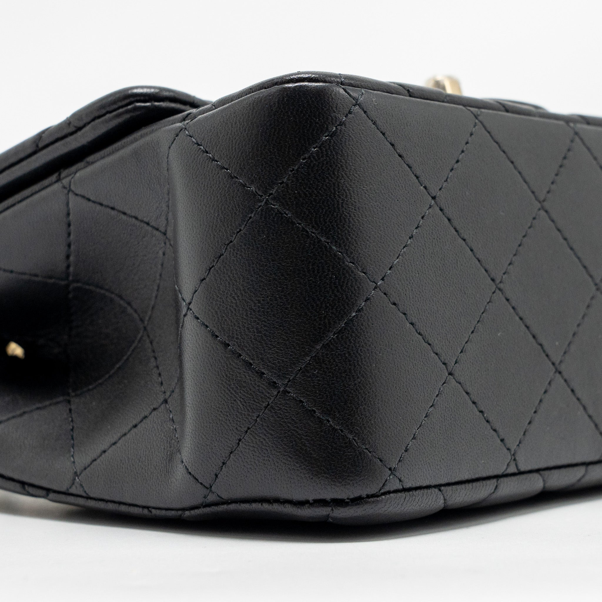 CHANEL CLASSIC MINI SQUARE FLAP BAG LAMBSKIN BLACK LGHW (MICROCHIP)