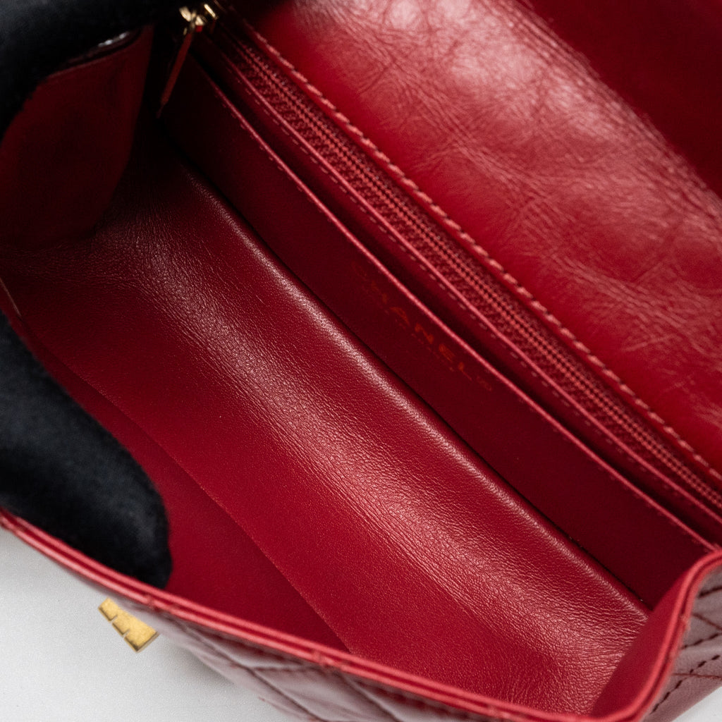 CHANEL MINI 2.55 REISSUE FLAP BAG AGED CALFSKIN RED GHW