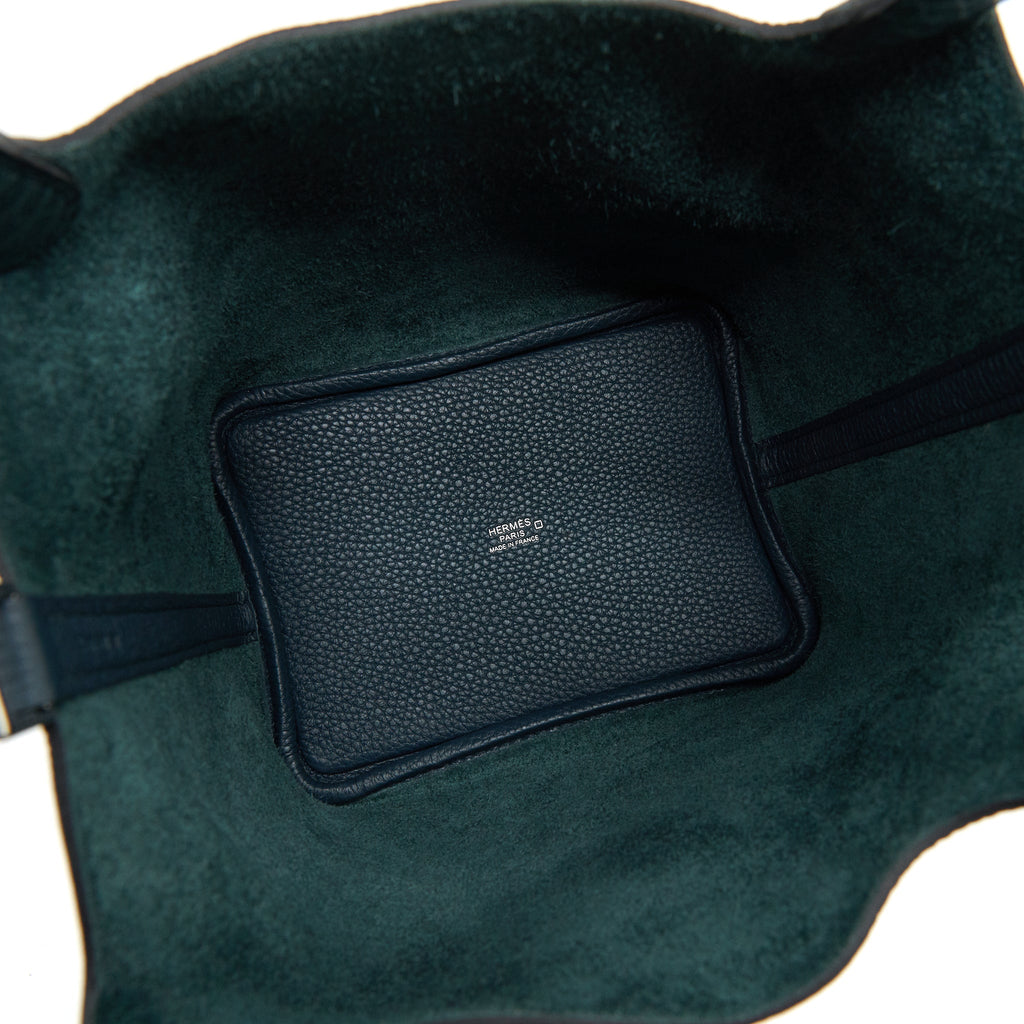 HERMES PICOTIN 18 TOUCH BAG WITH ALLIGATOR HANDLE VERT CYPRES SHW