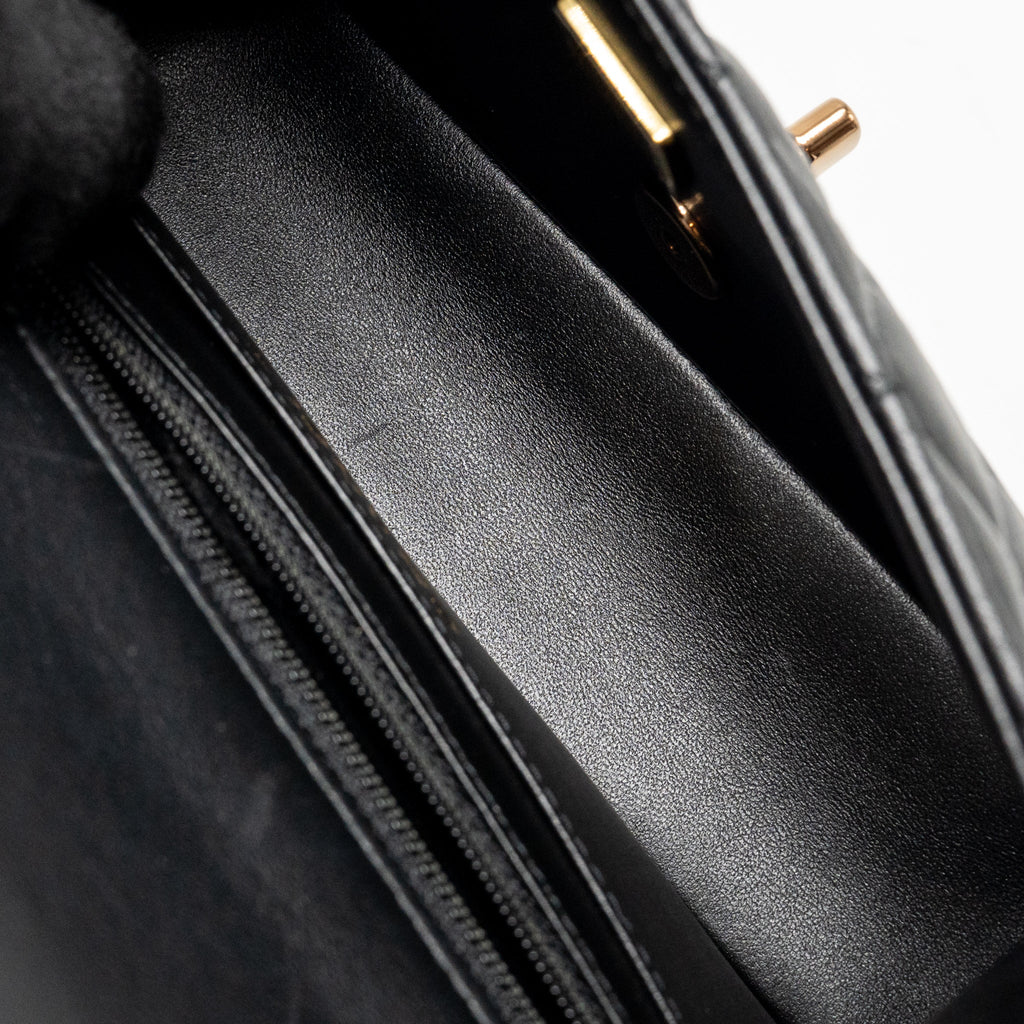 CHANEL MINI RECTANGULAR FLAP BAG LAMBSKIN BLACK RGHW (MICROCHIP)