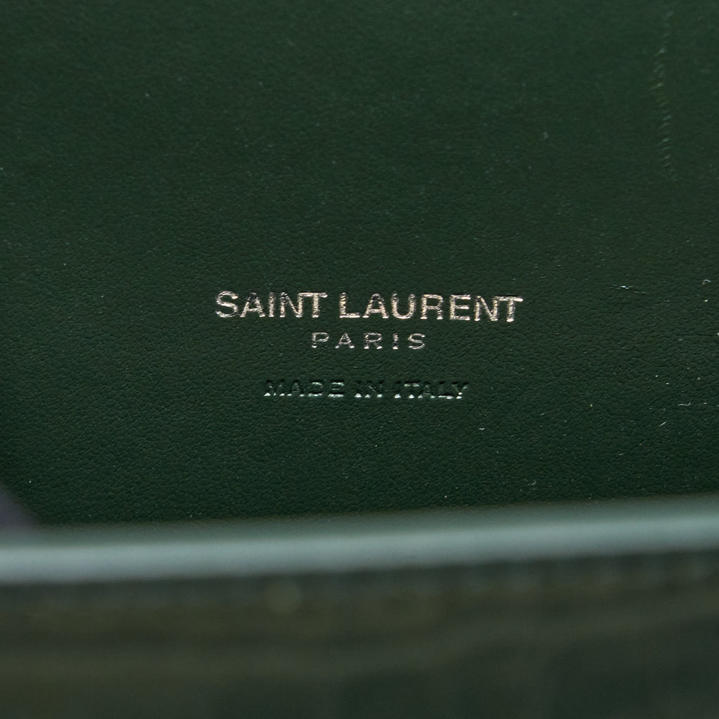 SAINT LAURENT BABY SAC DE JOUR CROC EMBOSSED DARK GREEN SHW
