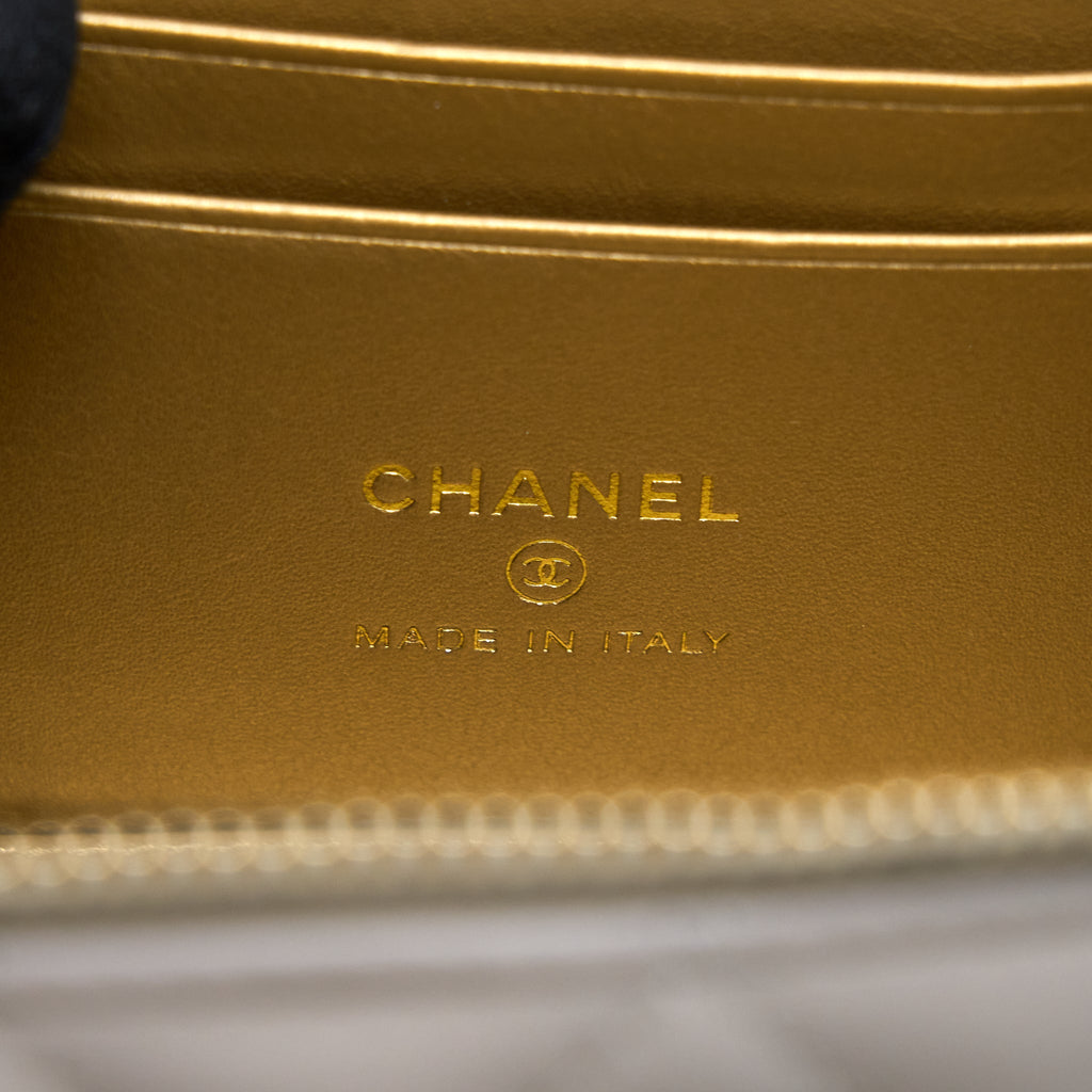 CHANEL 22B PEARL CRUSH LONG VANITY WITH CHAIN LAMBSKIN GREY GHW