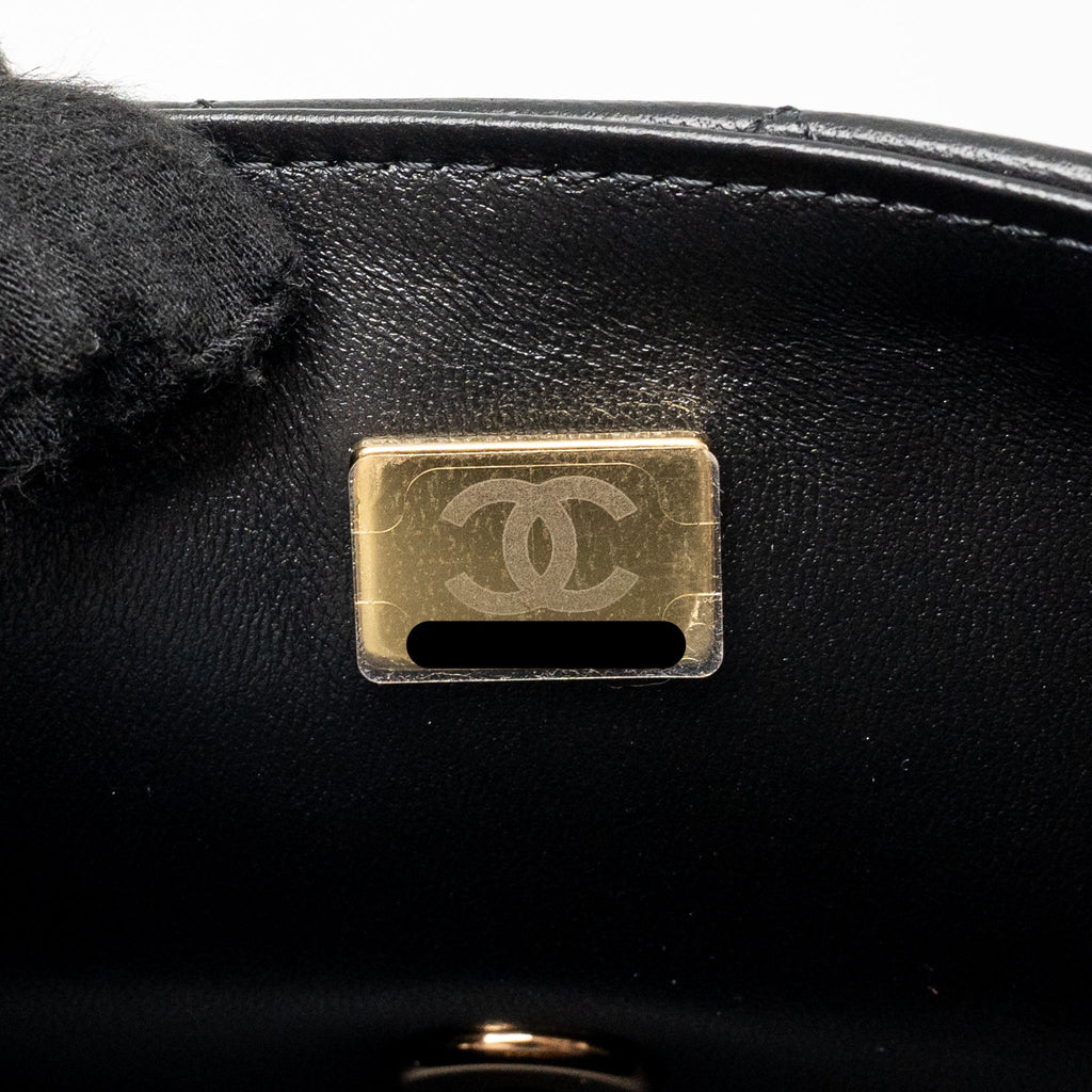CHANEL MINI RECTANGULAR FLAP BAG LAMBSKIN BLACK RGHW (MICROCHIP)