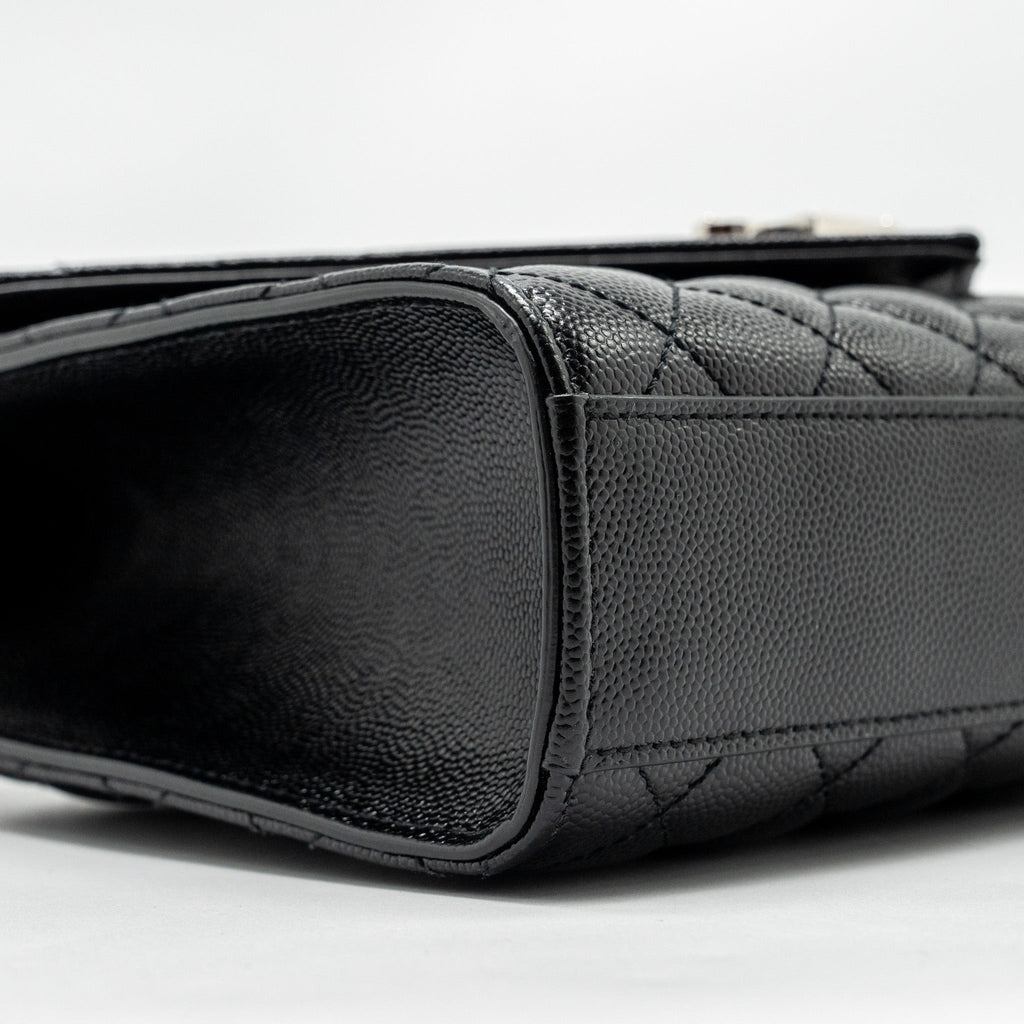 SAINT LAURENT/YSL MEDIUM ENVELOPE CHAIN BAG GRAINED CALFSKIN MIX MATELASSE BLACK SHW