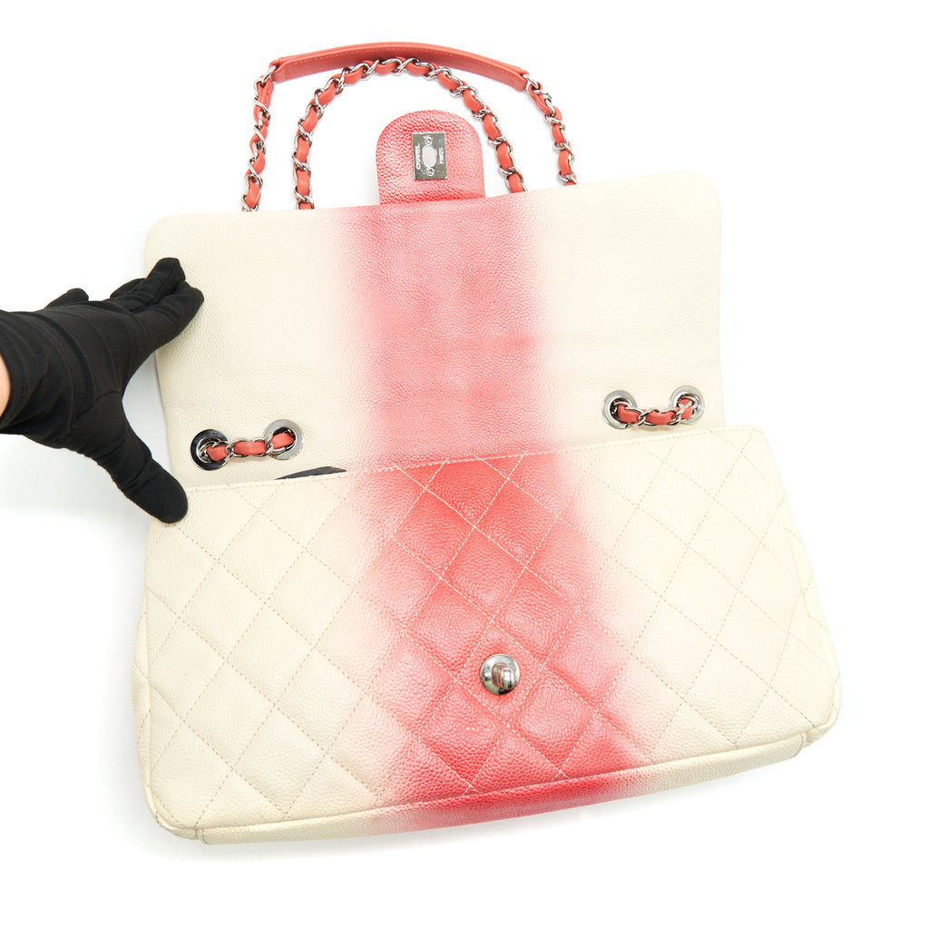 CHANEL MULTI COLOR CAVIAR LARGE FLAP BAG WITH SHW