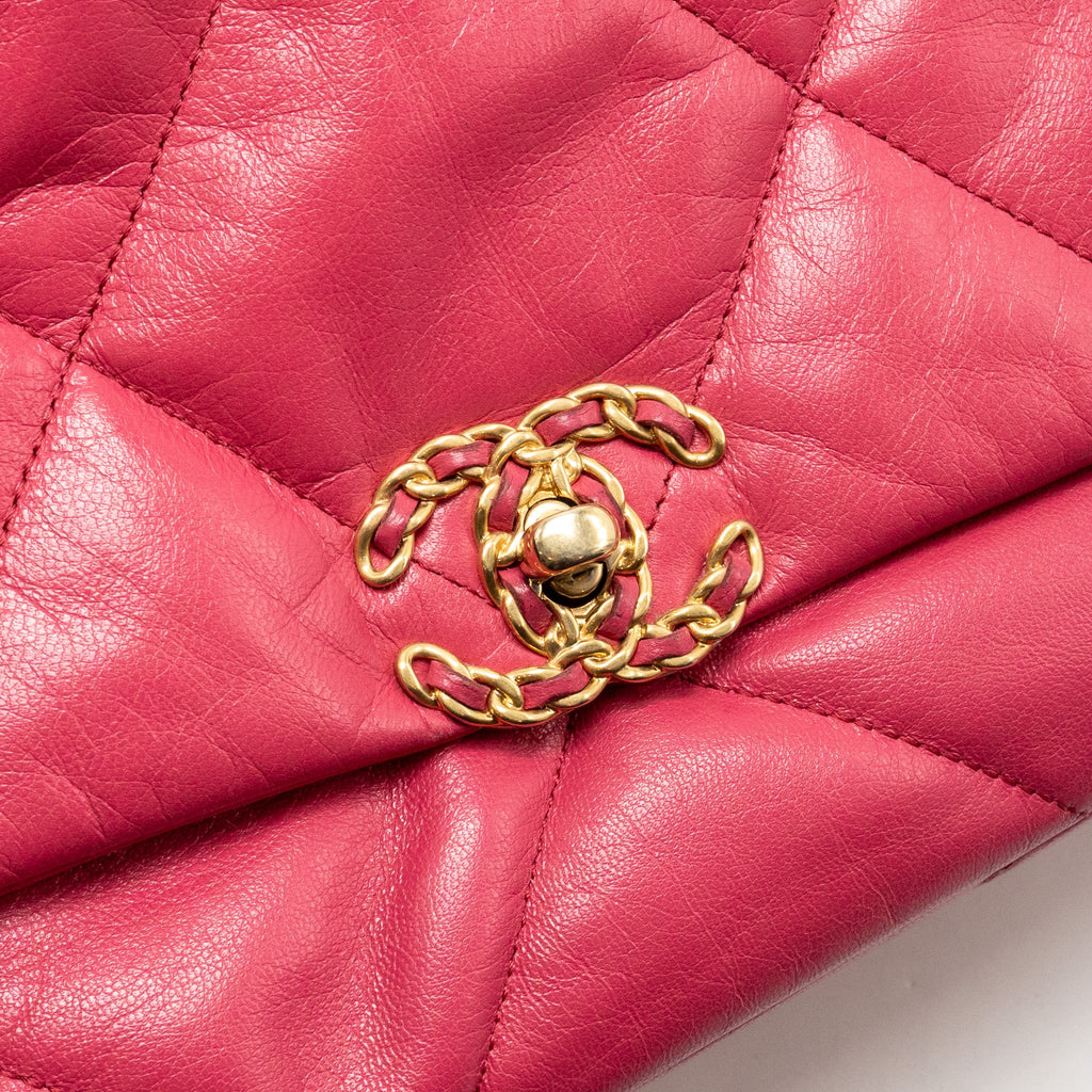 CHANEL SMALL 19 BAG LAMBSKIN PINK MULTICOLOUR HARDWARE