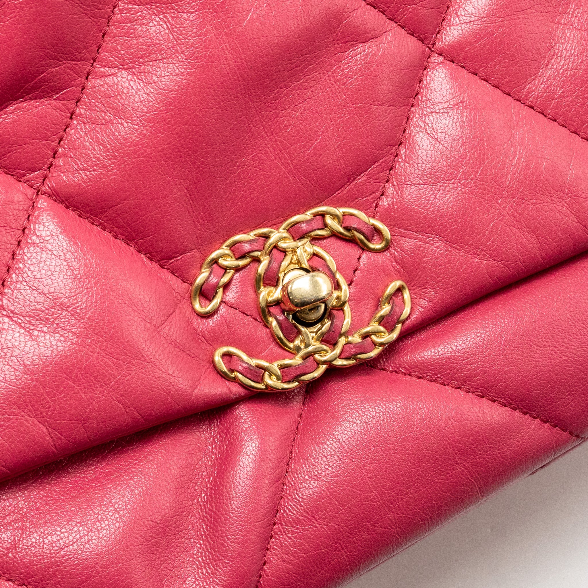 CHANEL SMALL 19 BAG LAMBSKIN PINK MULTICOLOUR HARDWARE