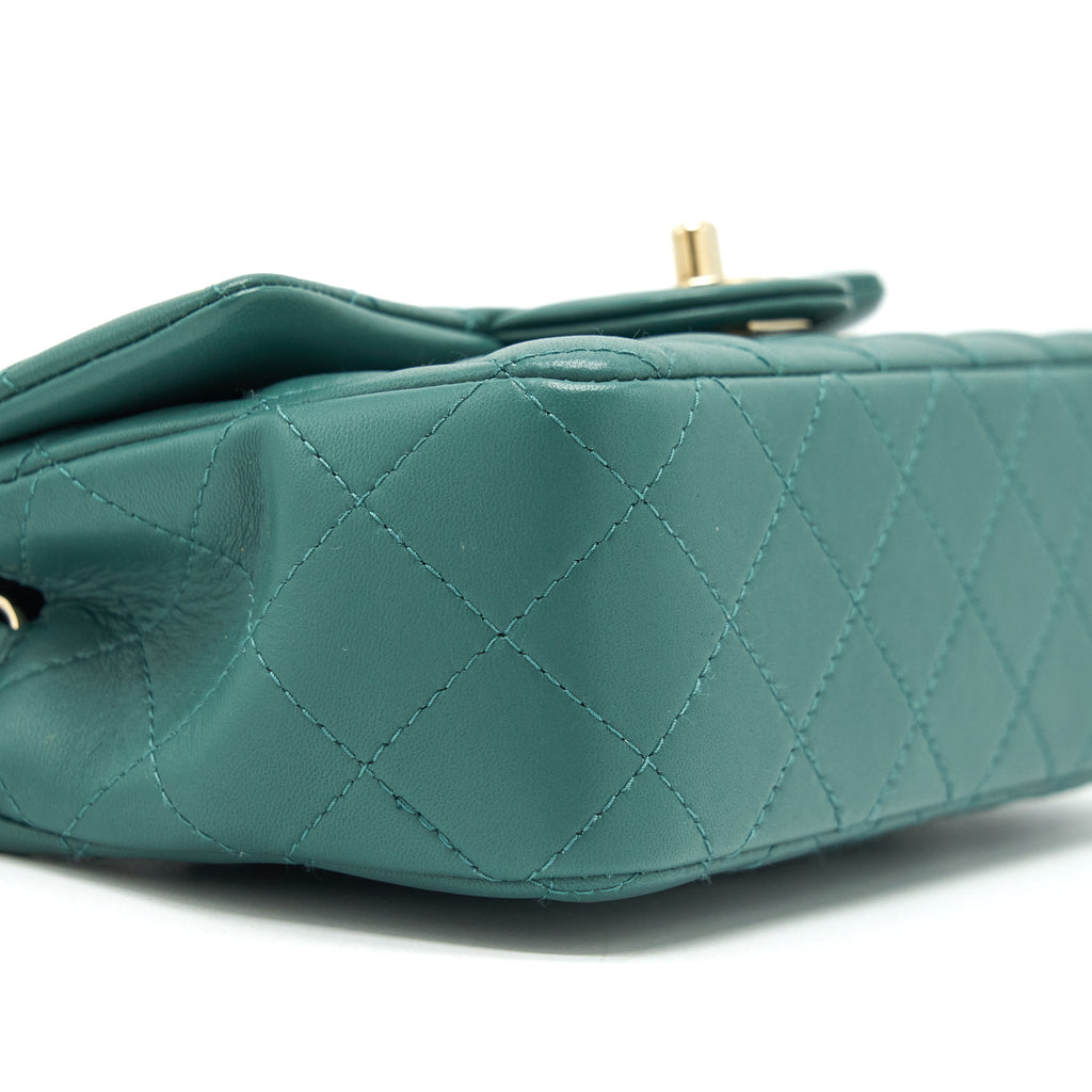 CHANEL 21A MINI RECTANGULAR FLAP BAG LAMBSKIN LIGHT GREEN LGHW (MICROCHIP)