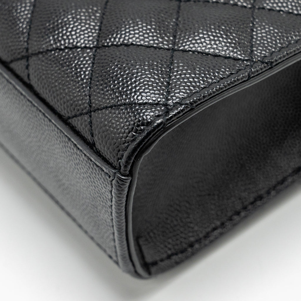 SAINT LAURENT/YSL MEDIUM ENVELOPE CHAIN BAG GRAINED CALFSKIN MIX MATELASSE BLACK SHW