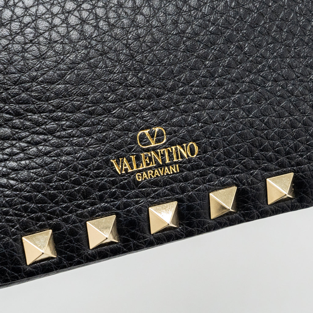 VALENTINO ROCKSTUD SMALL TOP HANDLE SHOULDER BAG CALFSKIN BLACK LGHW