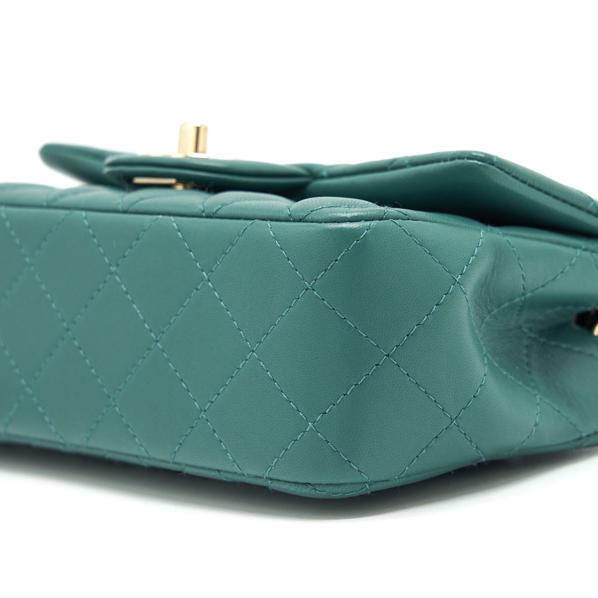 CHANEL 21A MINI RECTANGULAR FLAP BAG LAMBSKIN LIGHT GREEN LGHW (MICROCHIP)