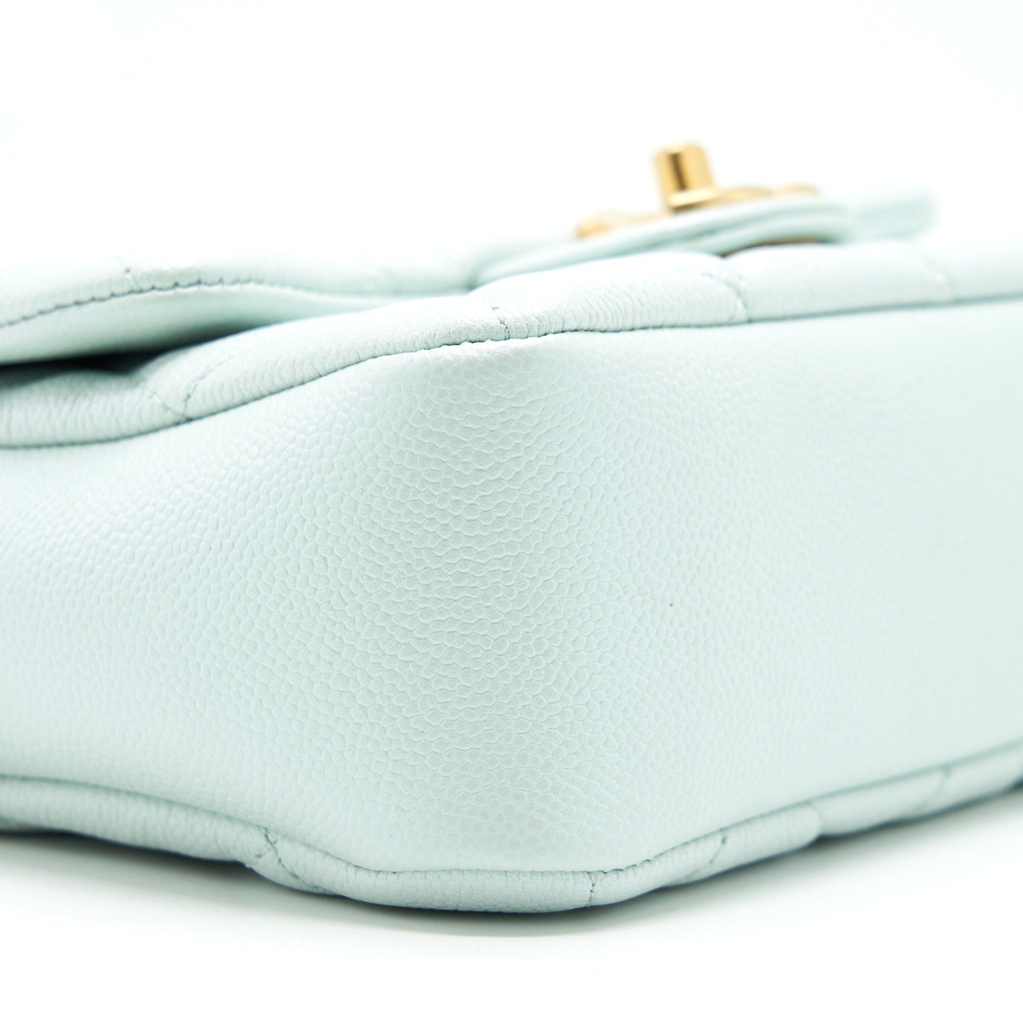 CHANEL 21K MY PERFECT MINI FLAP BAG CAVIAR IRIDESCENT PASTEL GREEN GHW (MICROCHIP)