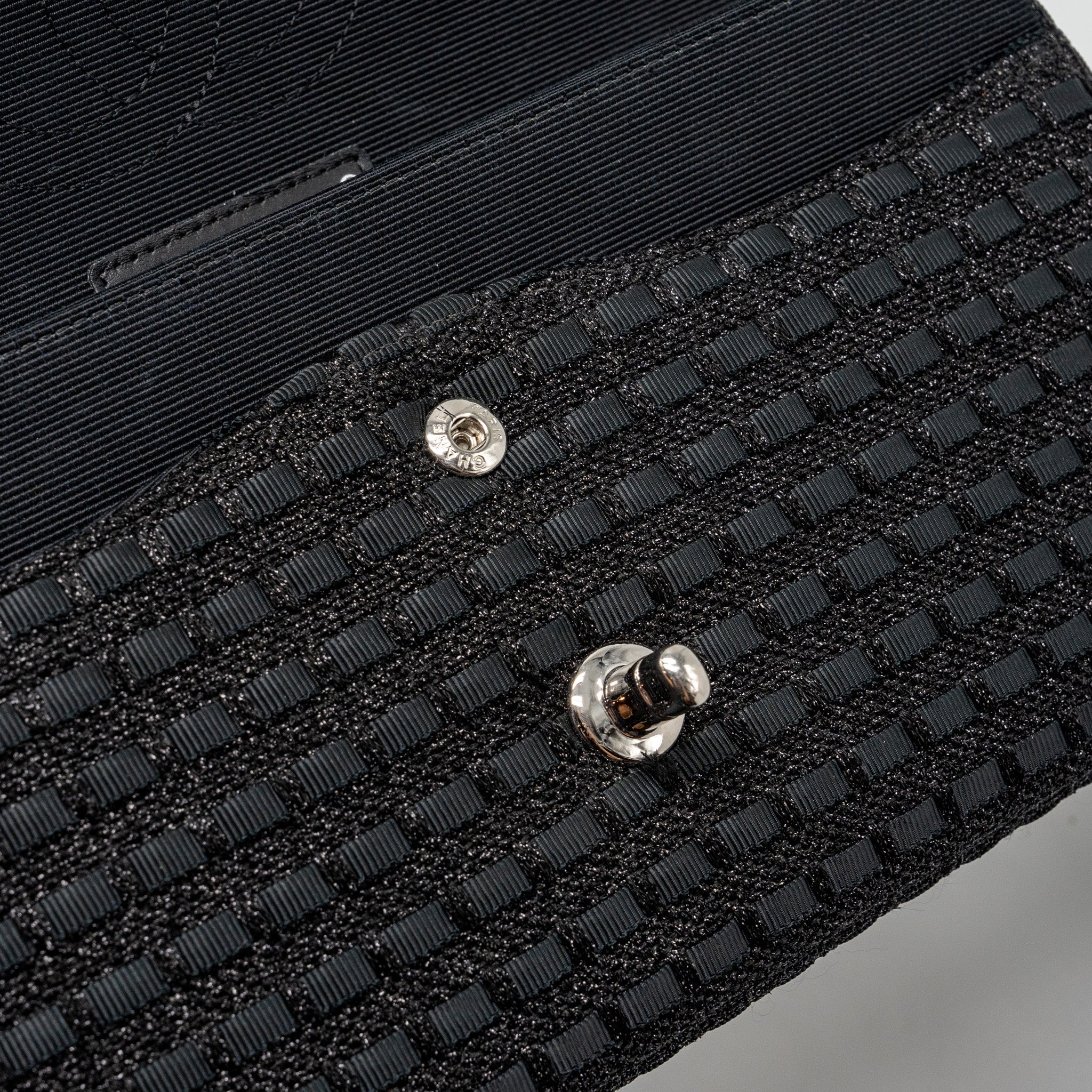 CHANEL MEDIUM CLASSIC DOUBLE FLAP BAG TWEED BLACK SHW