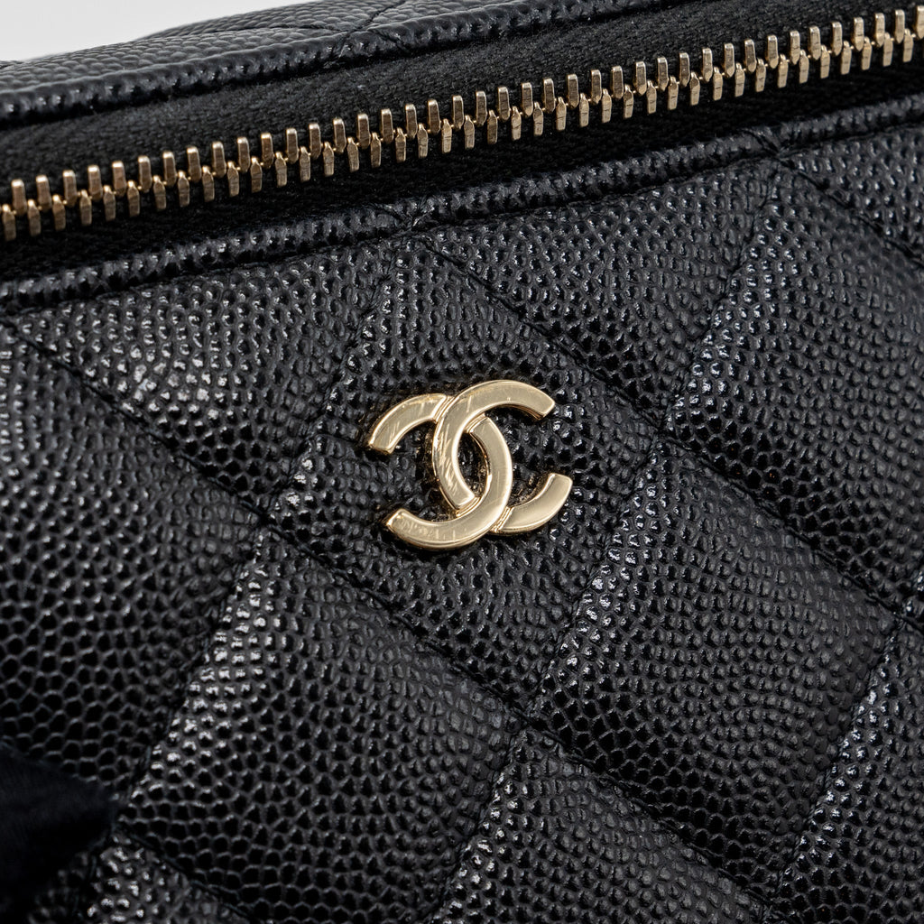 CHANEL LONG VANITY CASE CAVIAR BLACK LGHW