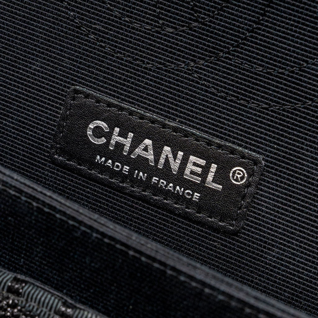 CHANEL MEDIUM CLASSIC DOUBLE FLAP BAG TWEED BLACK SHW
