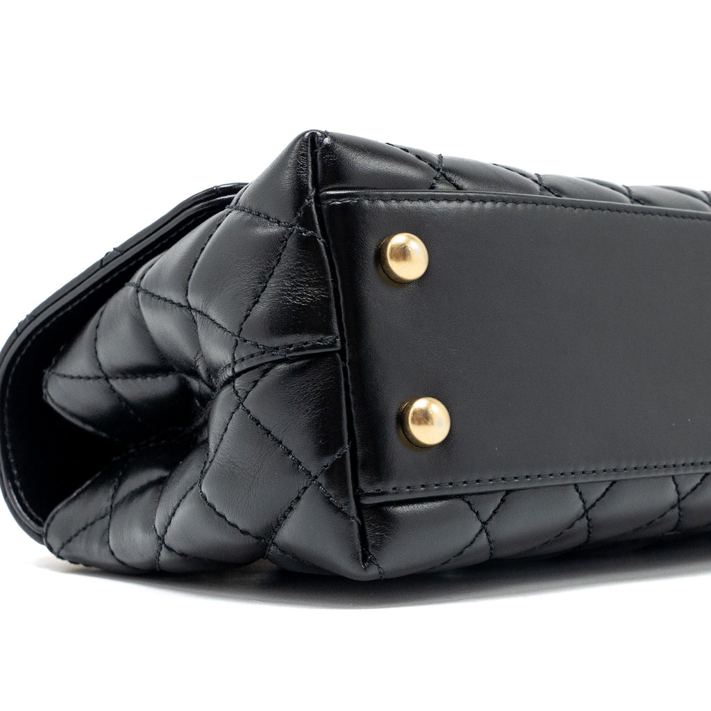 CHANEL SMALL COCO HANDLE LIMITED EDITION SMOOTH CALFSKIN BLACK GHW(MICROCHIP)