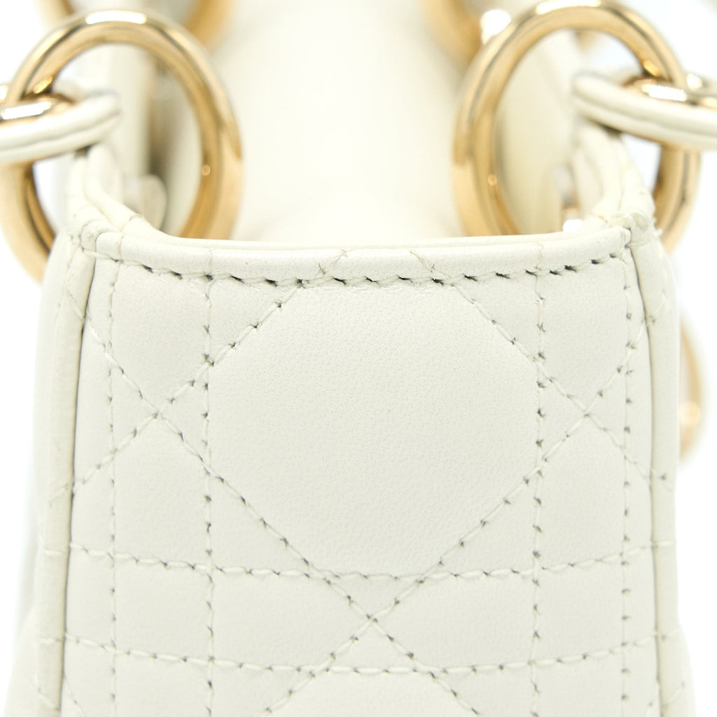 DIOR SMALL LADY DIOR LAMBSKIN WHITE LGHW