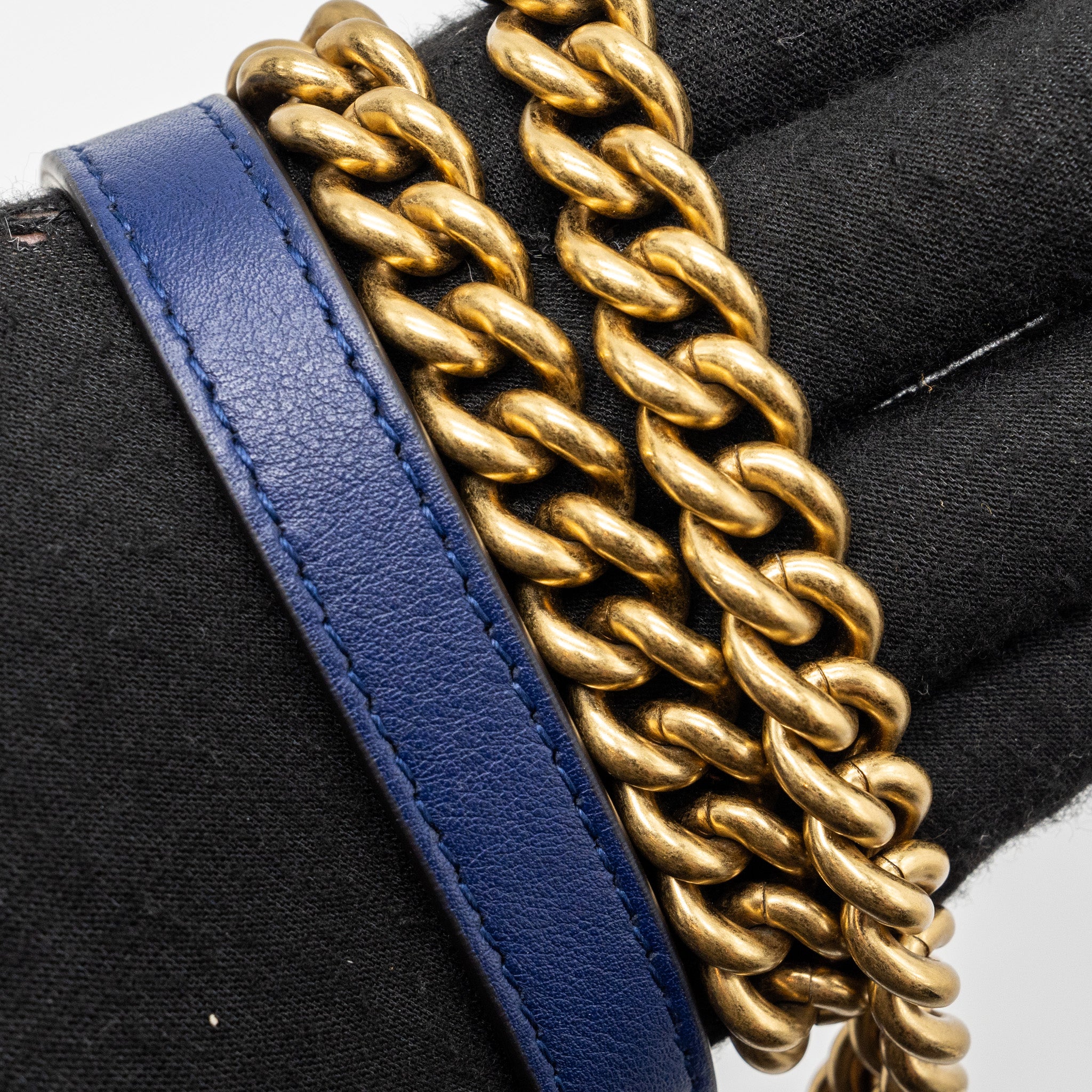 GUCCI MINI GG MARMONT BAG VELVET BLUE GHW