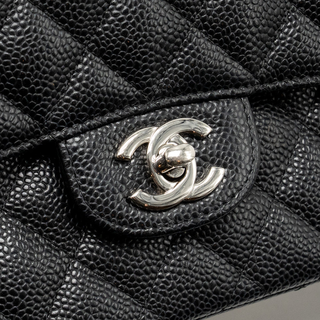 CHANEL MEDIUM CLASSIC DOUBLE FLAP BAG CAVIAR BLACK SHW