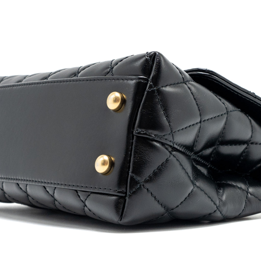 CHANEL SMALL COCO HANDLE LIMITED EDITION SMOOTH CALFSKIN BLACK GHW(MICROCHIP)