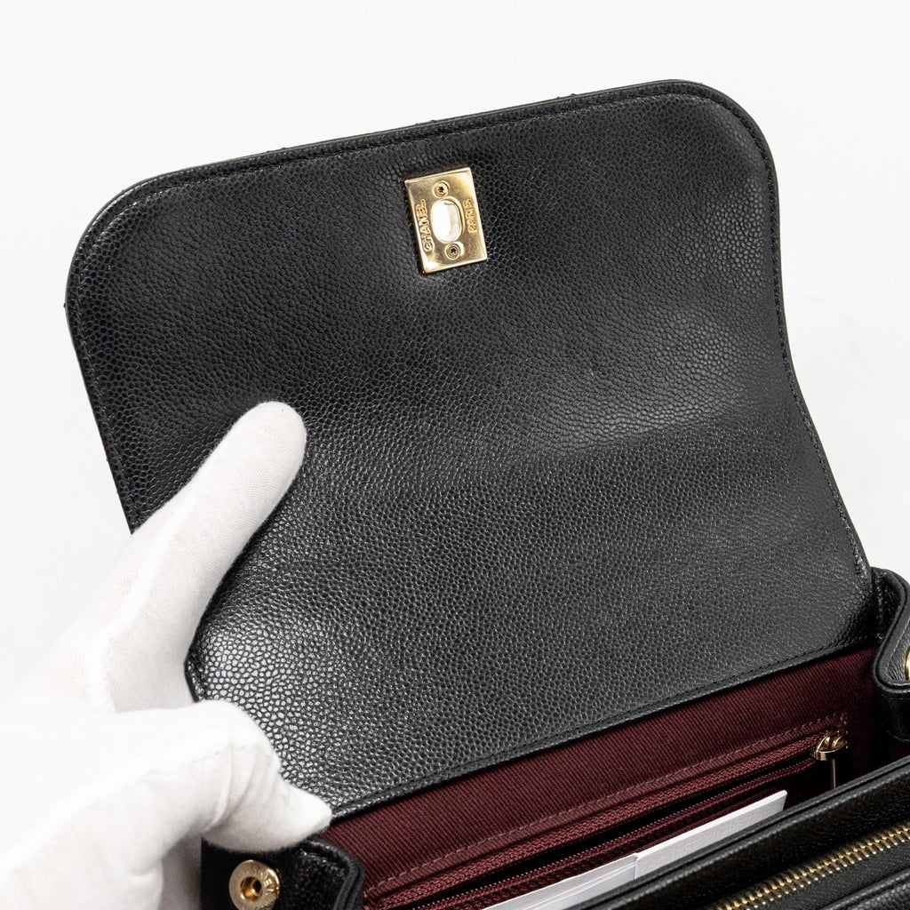 CHANEL SMALL BUSINESS AFFINITY CAVIAR BLACK LGHW