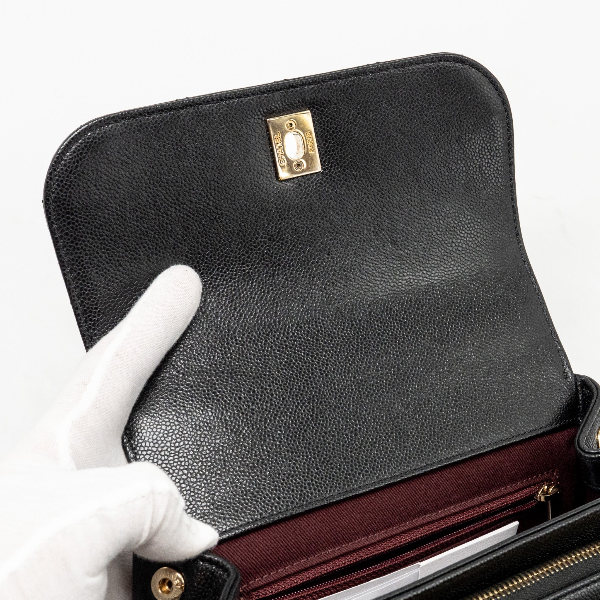 CHANEL SMALL BUSINESS AFFINITY CAVIAR BLACK LGHW