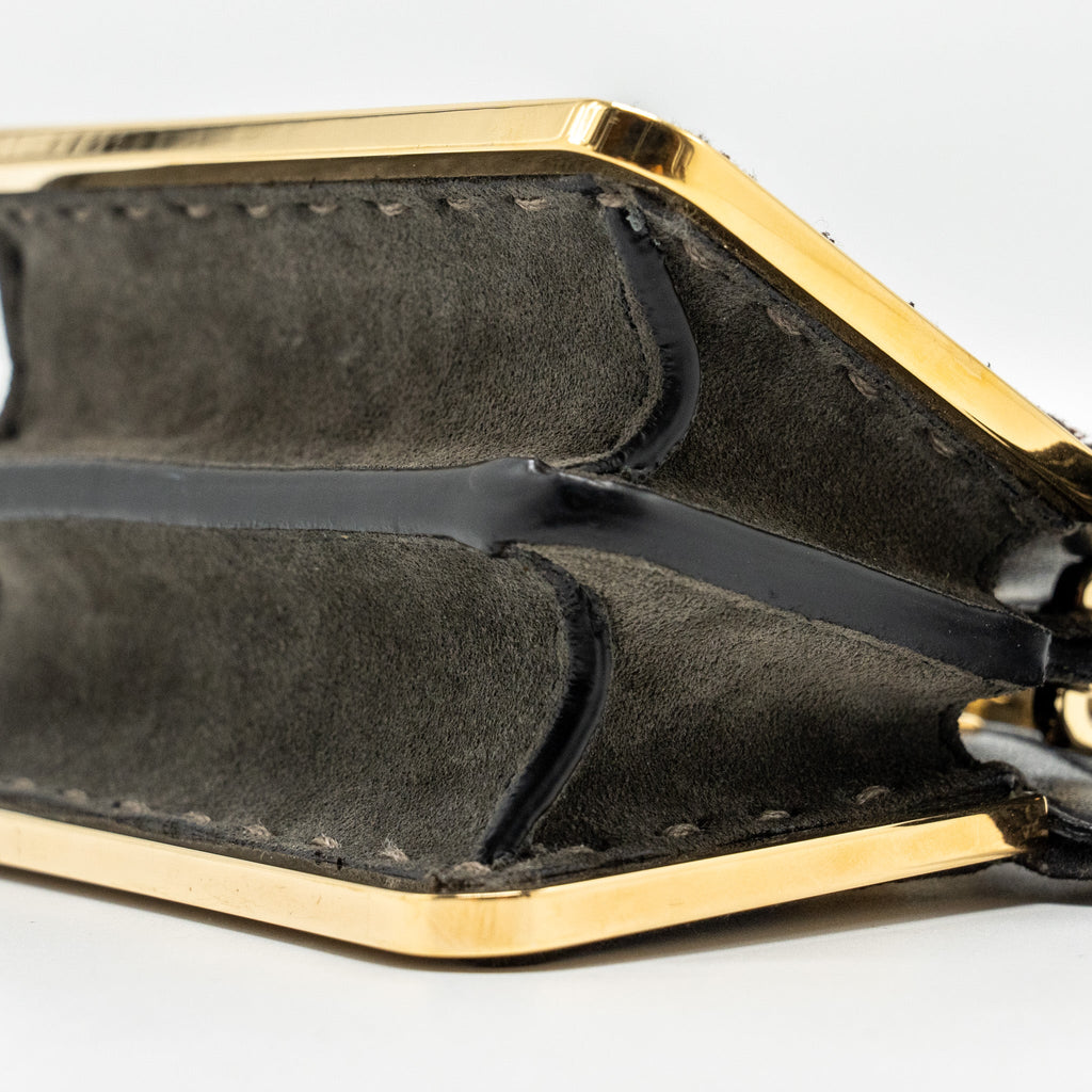 FENDI NANO PEEKABOO BAG FABRIC DARK GREY GHW