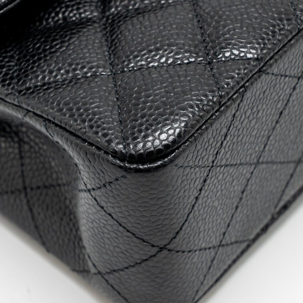 CHANEL SMALL CLASSIC DOUBLE FLAP BAG CAVIAR BLACK SHW