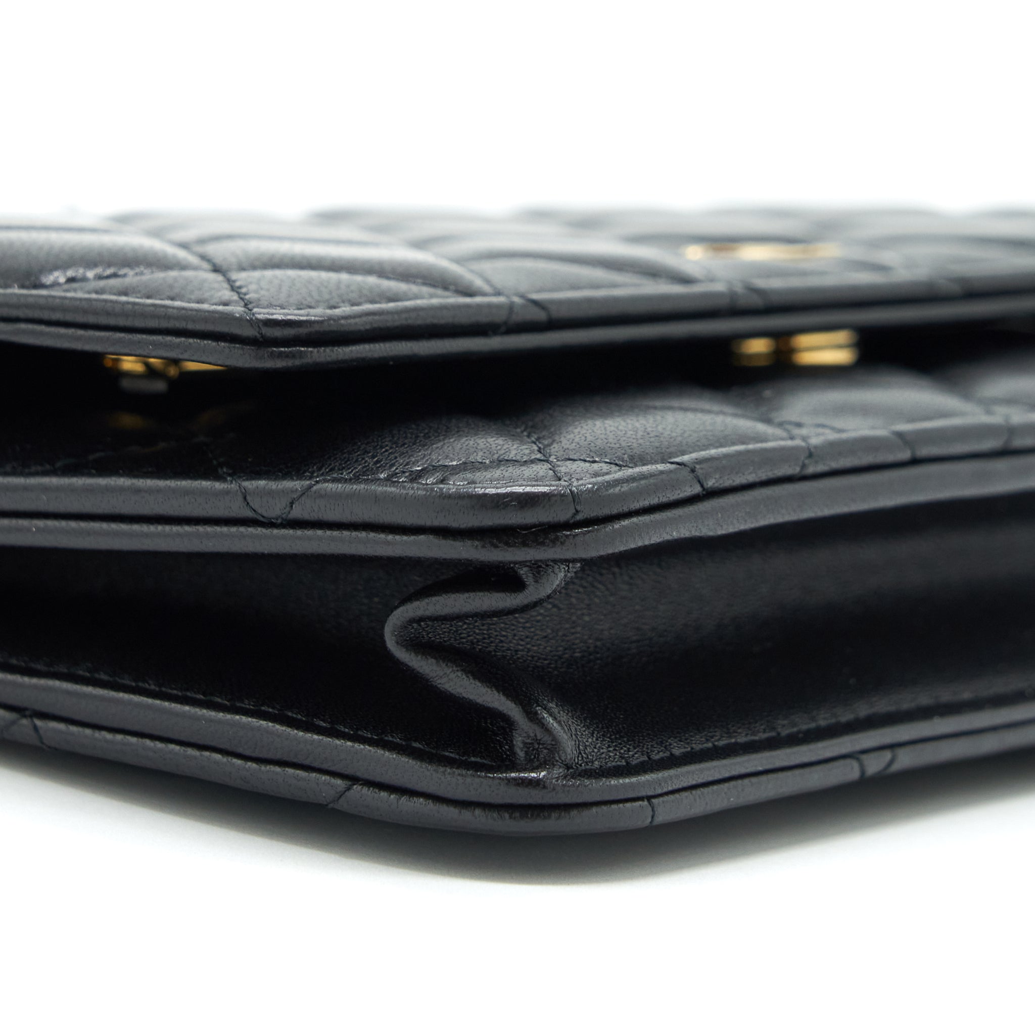 CHANEL CLASSIC WALLET ON CHAINS LAMBSKIN BLACK GHW(MICROCHIP)