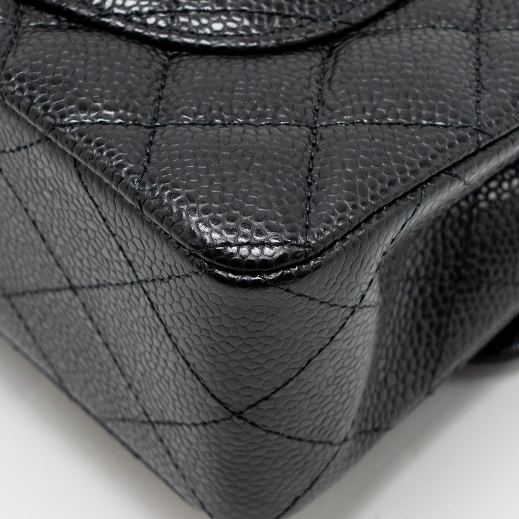 CHANEL SMALL CLASSIC DOUBLE FLAP BAG CAVIAR BLACK SHW